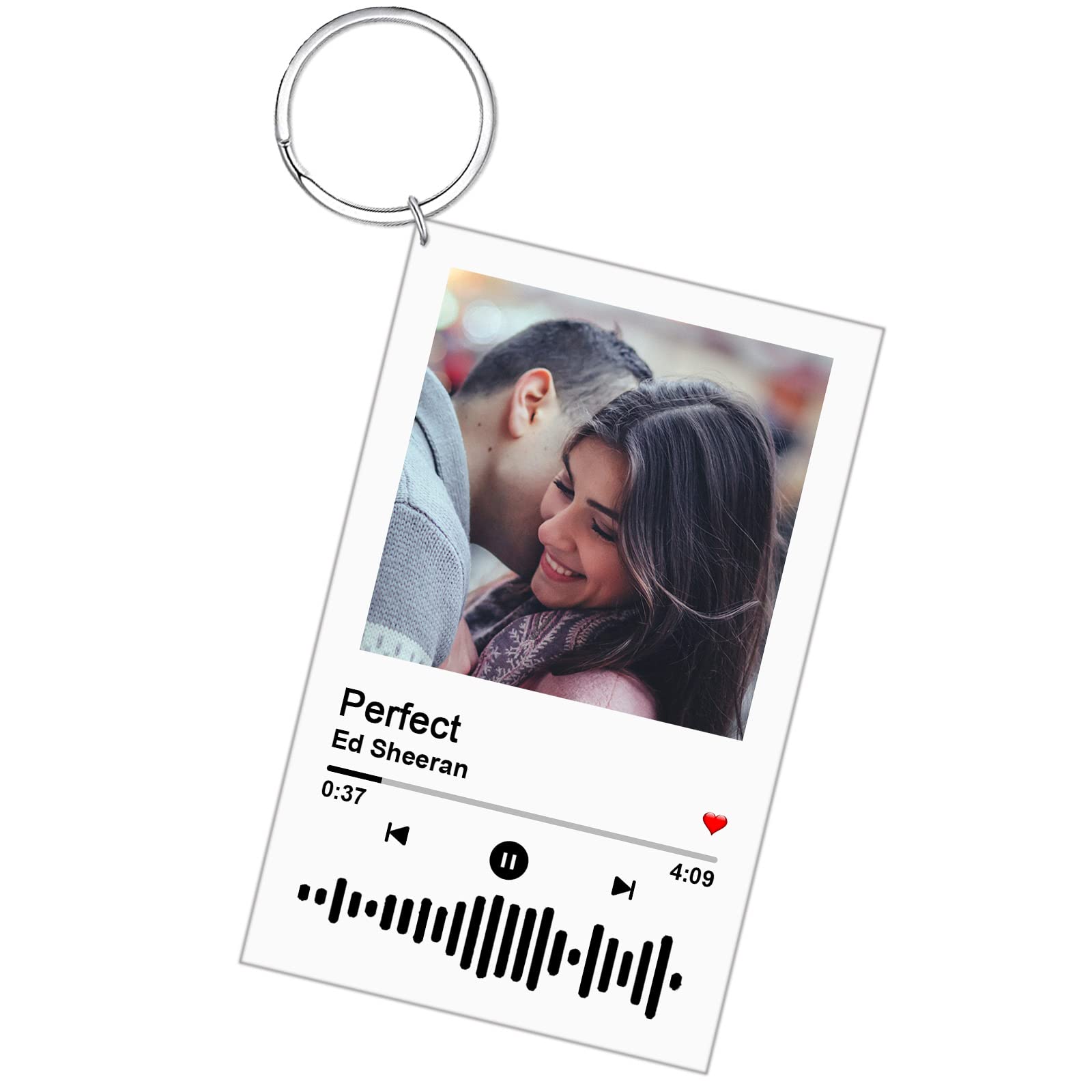 Custom Personalized Music Acrylic Keychain with Photo - Scannable Song Code - Engraved Name & Date - Perfect Gift for Anniversary, Birthday, Valentine's Day - Unique Music Lover Accessory for Keys, Bags & Backpacks