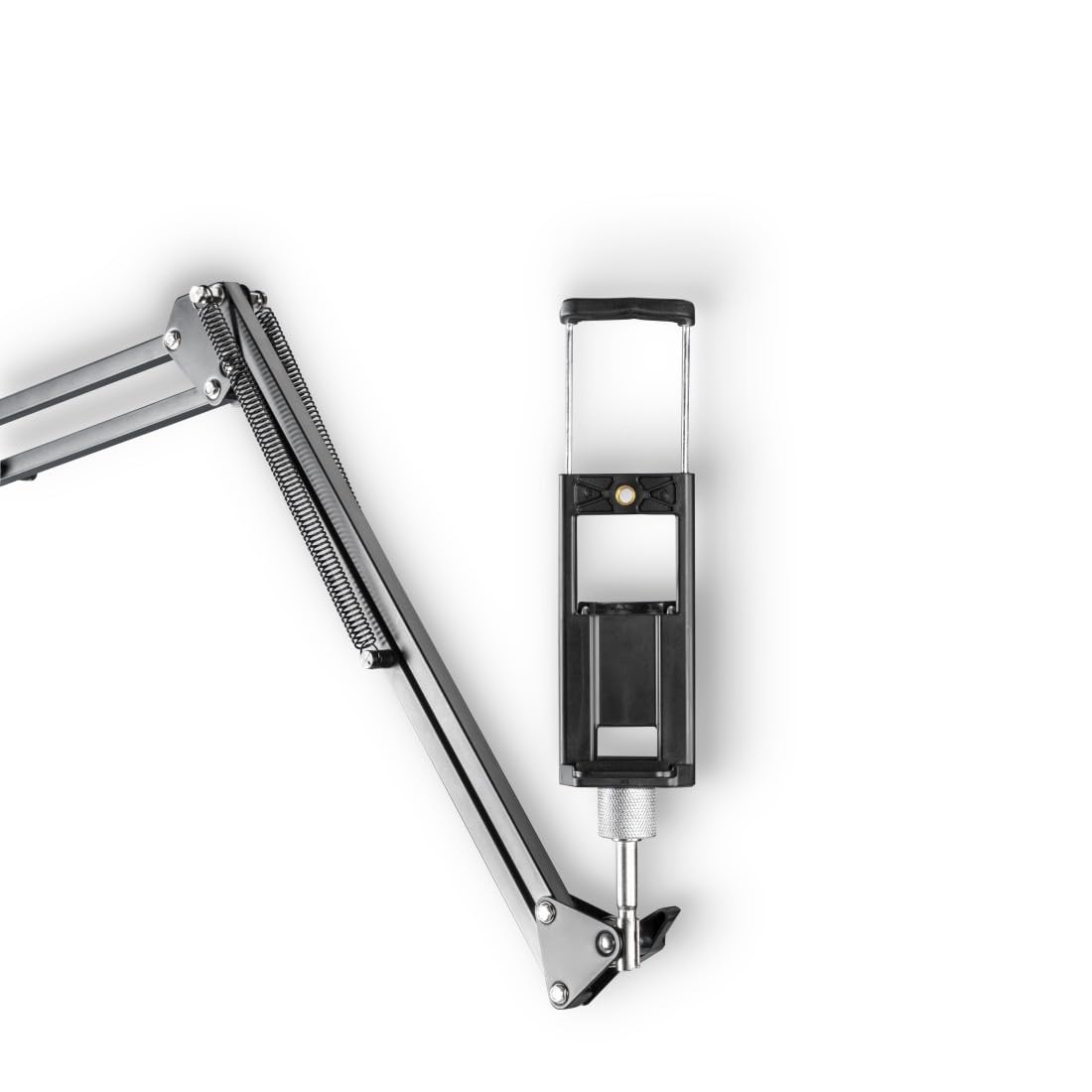 Hama Dual Monitor Mount Stand - 4 Arm Adjustable Swivel Tilt Desk Mount with Microphone Boom & Tripod Base for Streaming Setup, PC Monitors, Camera, Ring Light, Phone (Black) - Perfect for Home Office, Gaming & Live Streaming