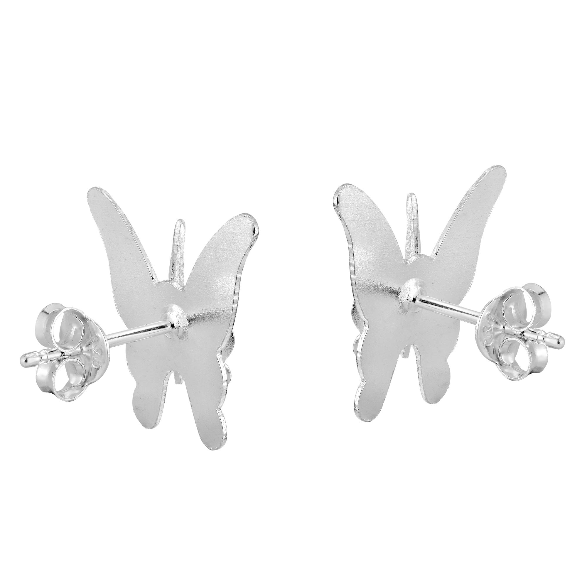 Aeravida Ethereal Wings Fluttering Butterfly Satin Brushed .925 Sterling Silver Stud Earrings for Women | Hypoallergenic Butterfly Jewelry | Perfect for Weddings, Date Nights & Special Occasions