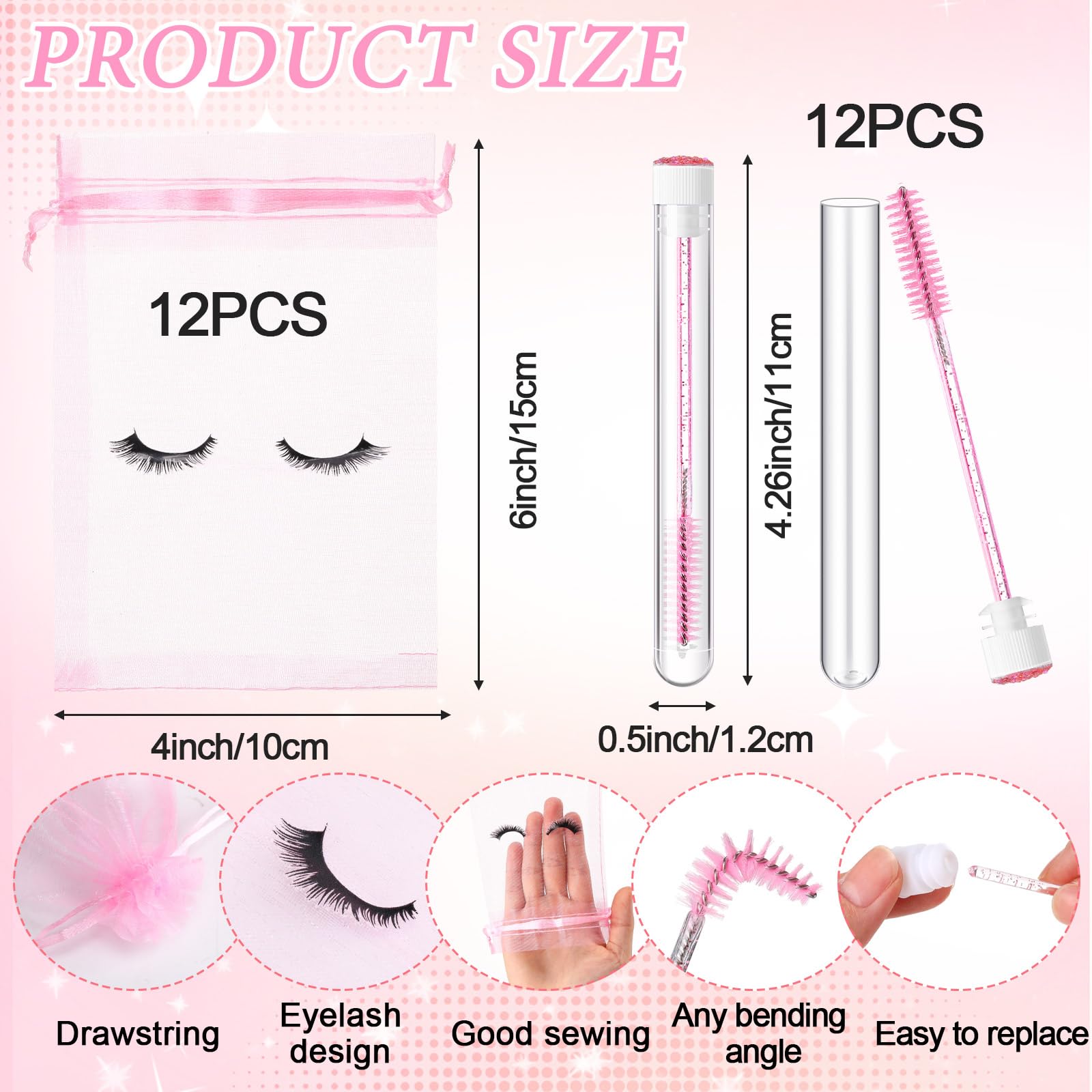 80 Pcs Eyelash Extension Cleaning Kit - 20 Foam Pump Dispensers, 20 Lash Shampoo Brushes, 20 Aftercare Bags & 20 Cleaning Pipes - Professional Lash Extension Supplies (Pink) for Salon, Spa & Home Use