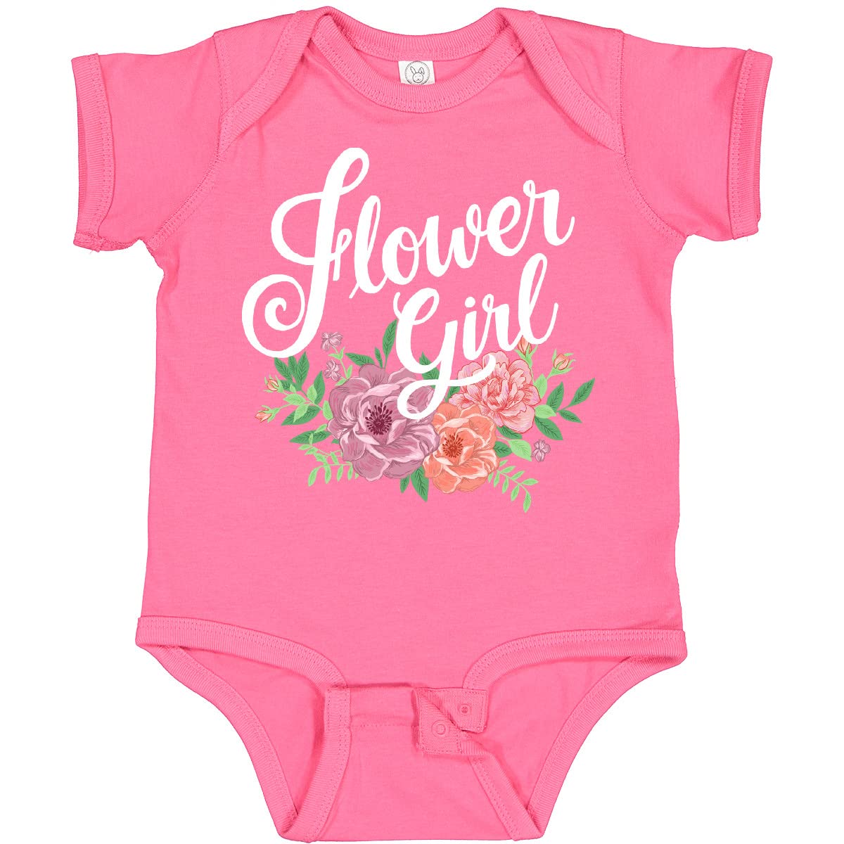 Inktastic Flower Girl Hand Lettering with Flowers Illustration Baby Bodysuit - Cute Organic Cotton Onesie for Newborns, Infants & Toddlers - Perfect for Baby Showers, Birthdays & Photo Shoots