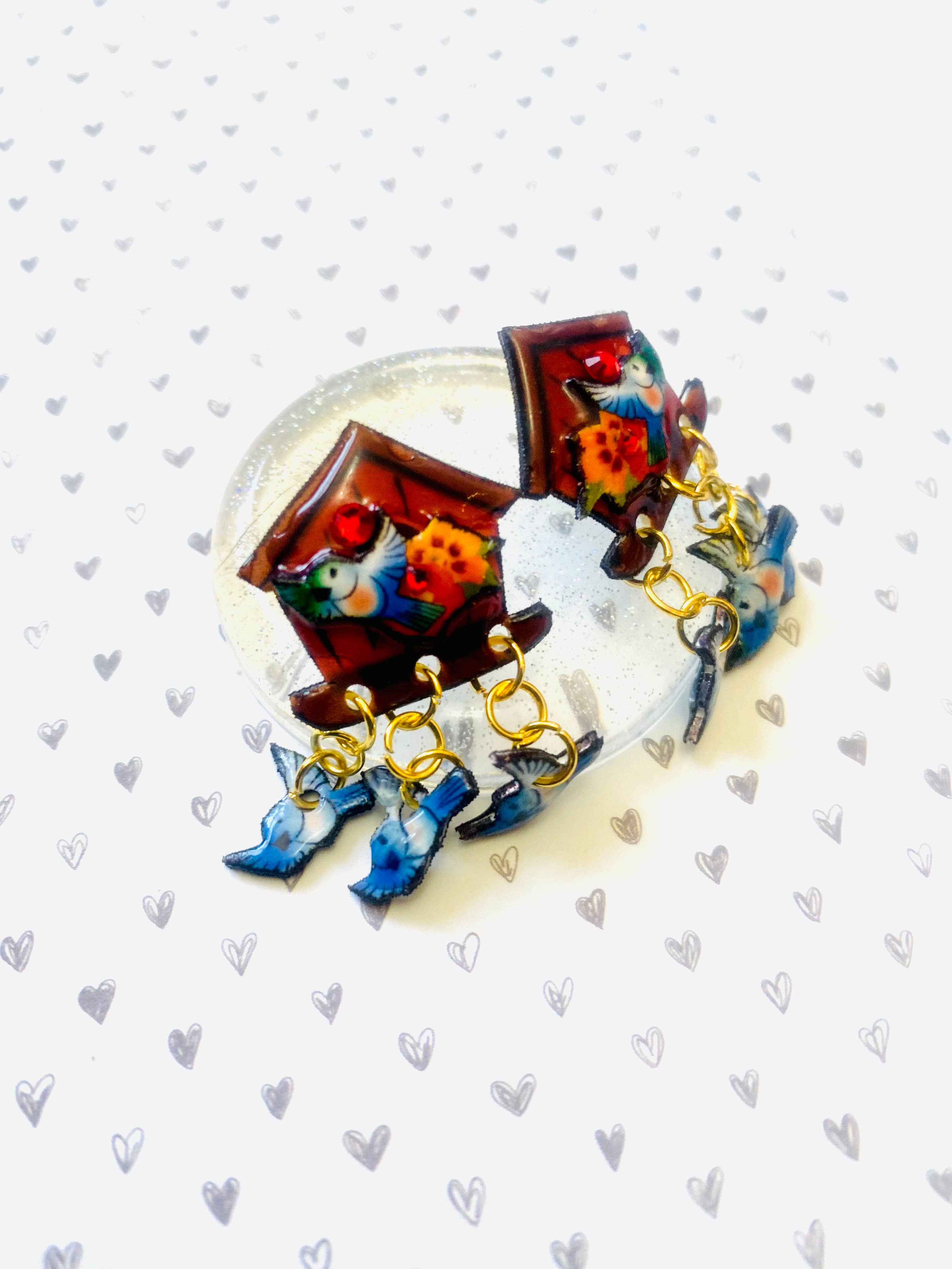 Bird House Earrings by Rosie Rose Parker - Handmade Dainty Birdcage Jewelry for Women | Perfect Gift for Nature Lovers, Boho Style Accessories for Everyday Wear or Special Occasions