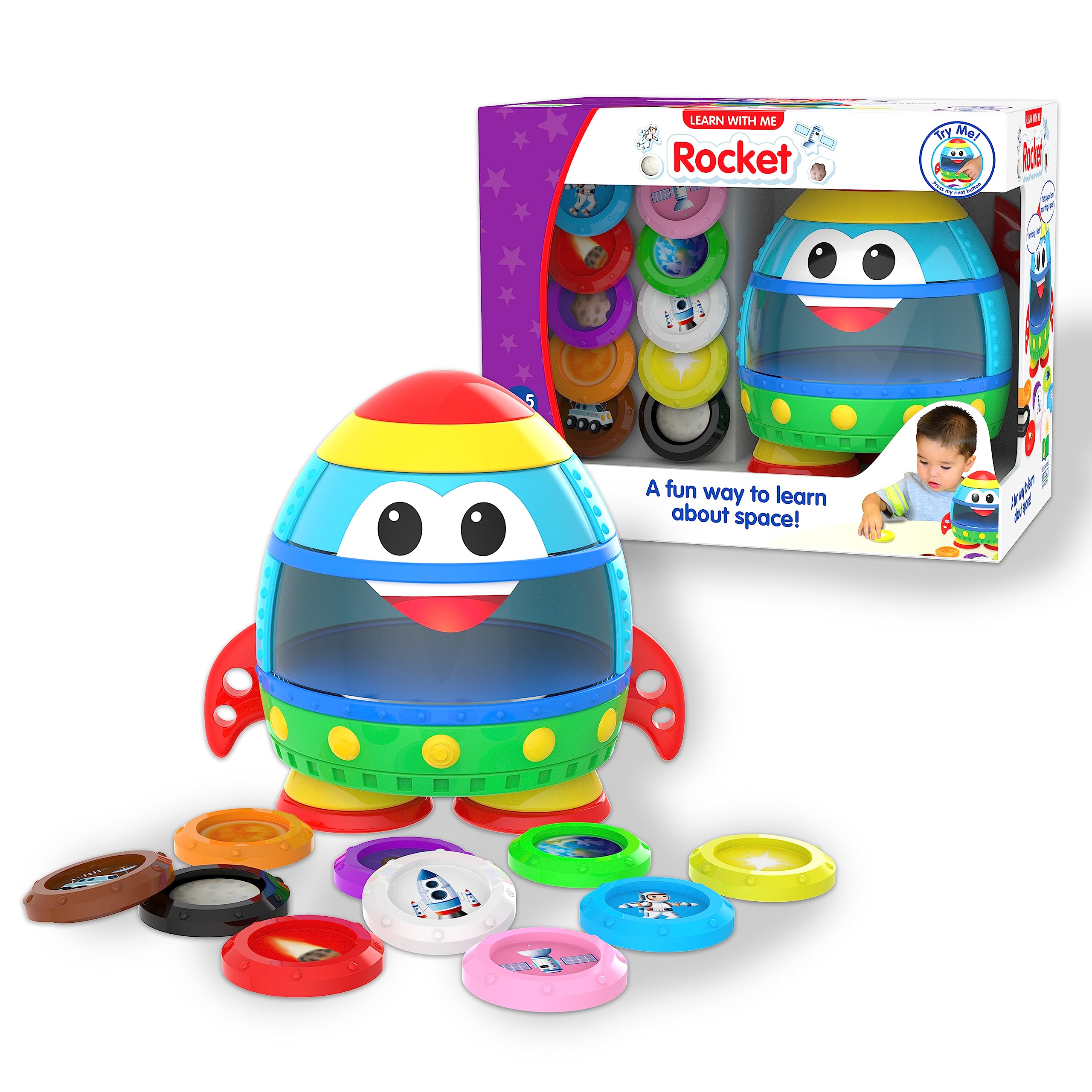 The Learning Journey: Learn with Me Rocket - Montessori Space Learning Toy for Toddlers Ages 2-5 | STEM Educational Gift for Boys & Girls | Award-Winning Preschool Activity | Perfect for Homeschooling & Early Childhood Development
