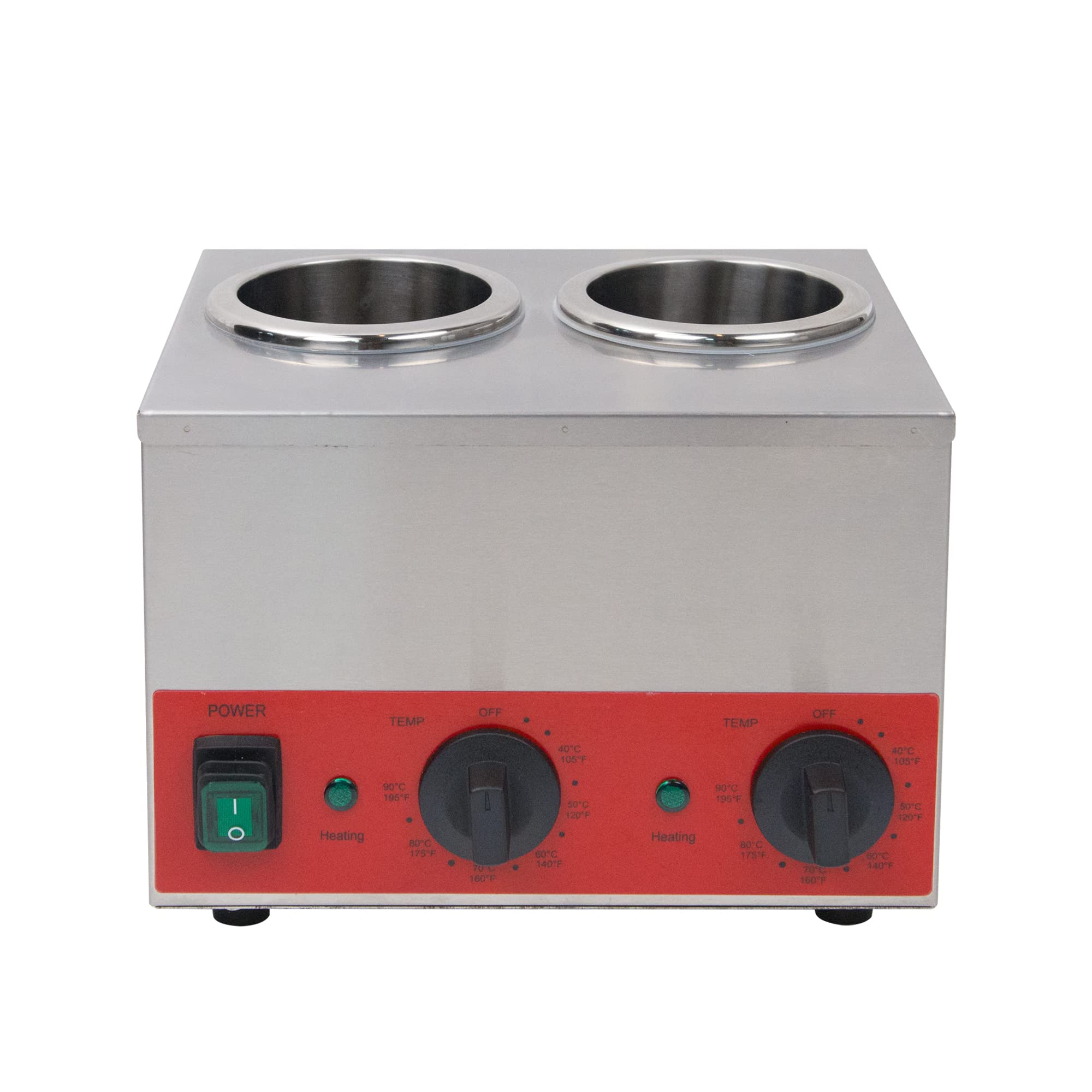**Electric Hakka Sauce Bottle Warmer - Commercial Double Dispenser for Nacho Cheese, Jam, Chocolate & Butter - 105-195℉ Temperature Control, 110V (2 Grids) - Perfect for Restaurants, Cafes & Catering Events**