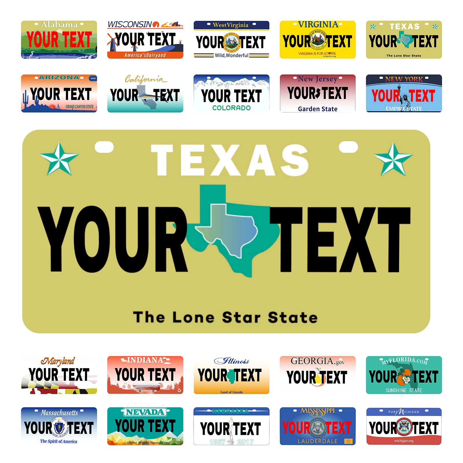 Custom Texas Mini License Plate 6x3 Inch - Personalized Kids Toy Car, Bicycle, Scooter, Golf Cart, Motorcycle & ATV Decorative Plate - Perfect for Gifts, Room Decor & Vehicle Customization