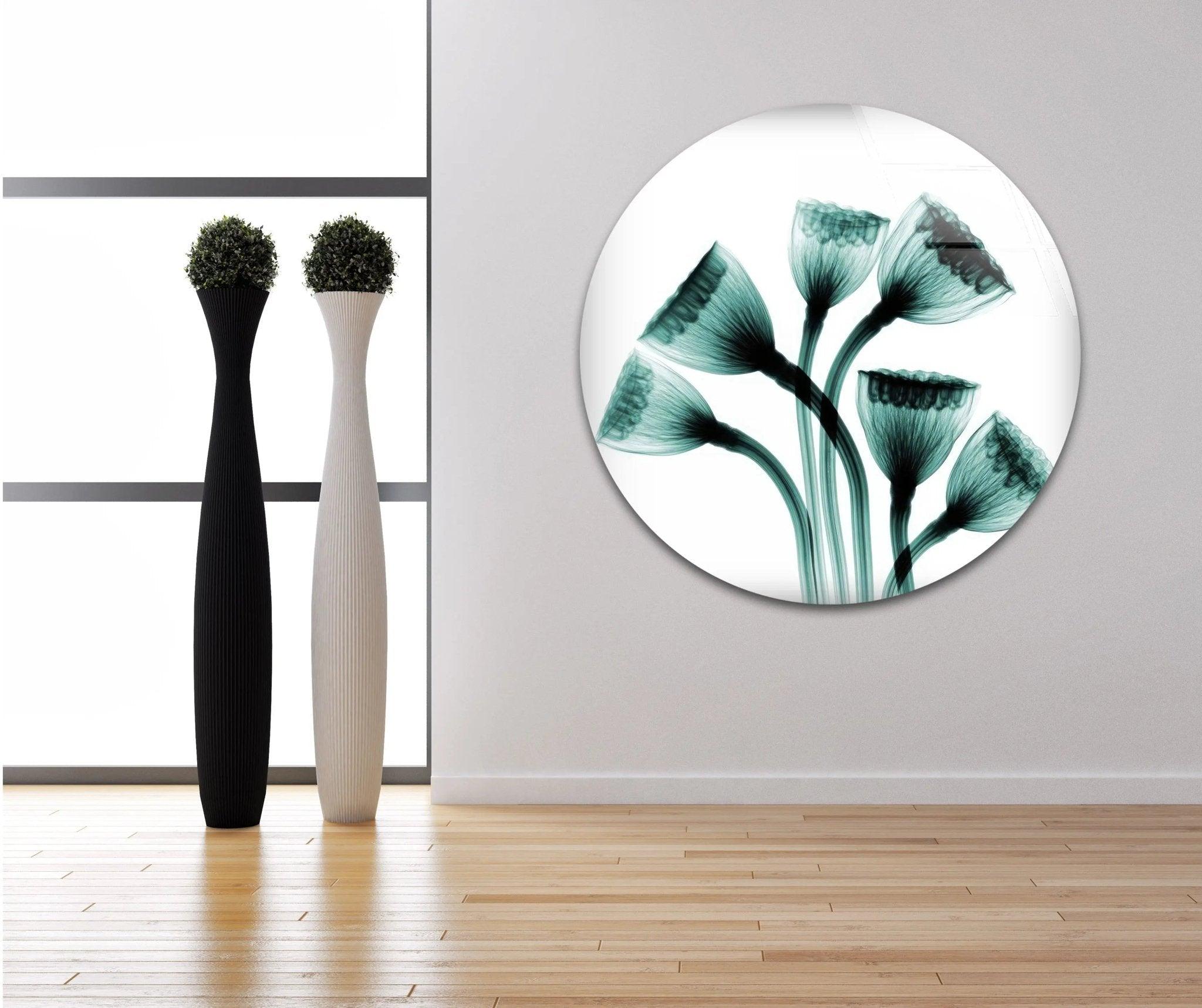 Albert Koetsier Lotus Seedheads Glass Wall Art - Elegant Handcrafted Floral Decor for Living Room, Bedroom & Office - Perfect for Home & Office Decorations