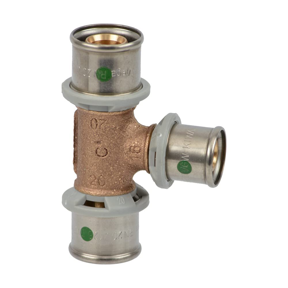 Viega Sanfix P Fosta T-Piece 20-20-20 Press Fitting for Plumbing & HVAC Systems – Ideal for Water Supply & Heating Installations