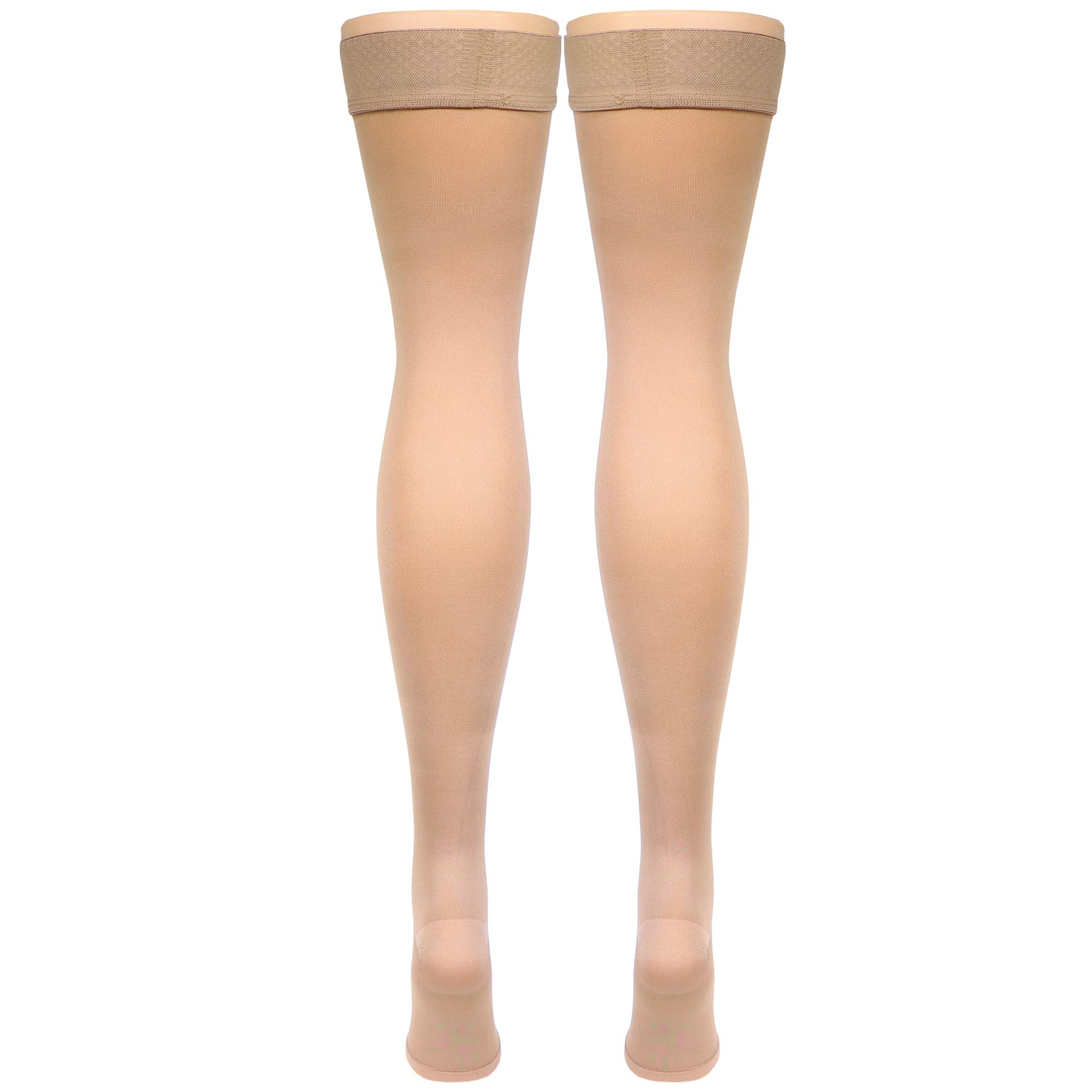 Truform Women's Thigh High Open Toe Compression Stockings - 20-30mmHg Graduated Support for Varicose Veins & Swelling - Perfect for Travel, Nursing & Pregnancy
