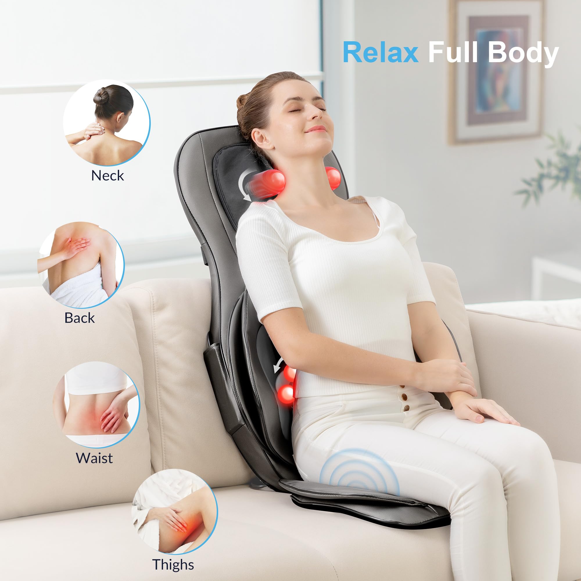 COMFIER Shiatsu Neck & Back Massager with Heat - 2D/3D Kneading Massage Chair Pad, Adjustable Massage for Neck & Full Body Relaxation - Perfect Christmas Gift for Men, Women, Dad & Mom (Dark Gray) - Ideal for Home, Office & Car Use to Relieve Stress & Muscle Pain
