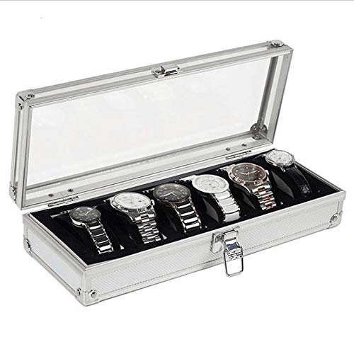 Luxury Aluminum Watch Box with 6 Slots - Premium Watch Display Case for Men & Women, Jewelry Storage Organizer - Perfect for Home, Office & Travel Use