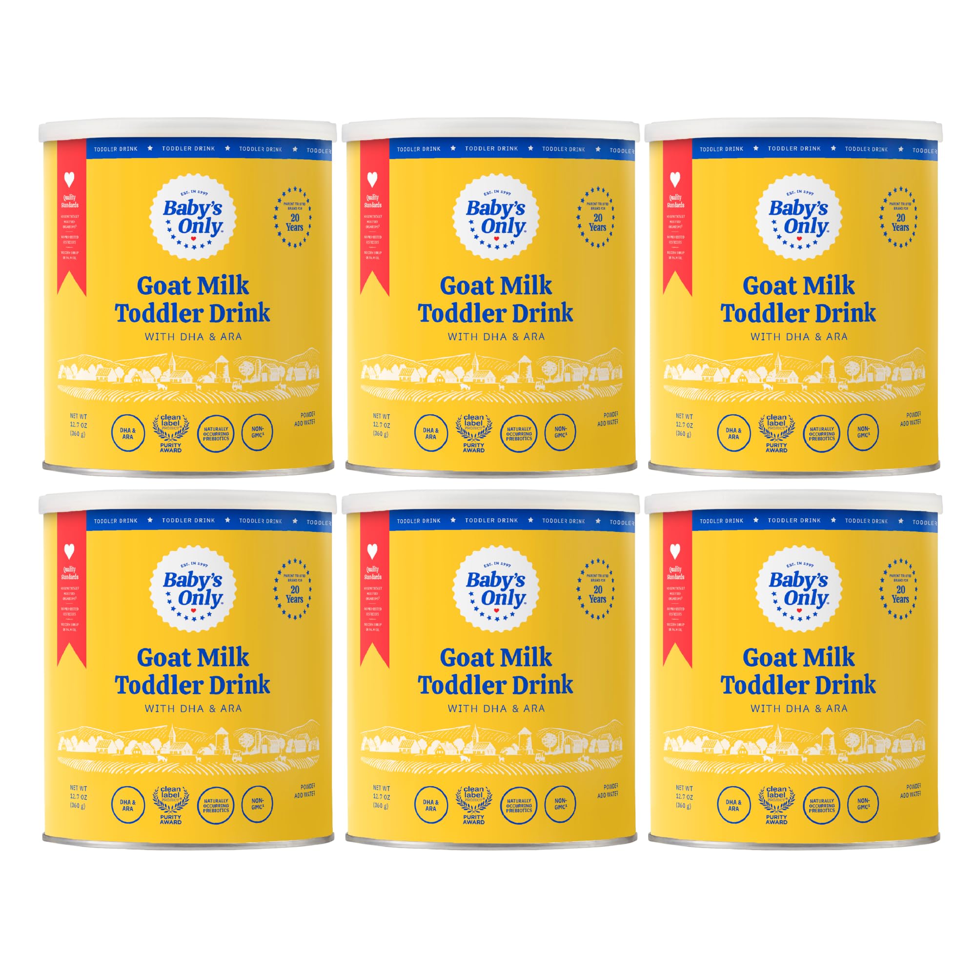Organic Goat Milk Toddler Formula Powder for Babies 12+ Months - Non-GMO with DHA, Iron & Vitamin D - Naturally Occurring Prebiotics & ARA - Easy to Digest Infant Nutrition (12.7oz, 6 Pack) - Perfect for Bottle Feeding, Weaning & Supporting Healthy Growth