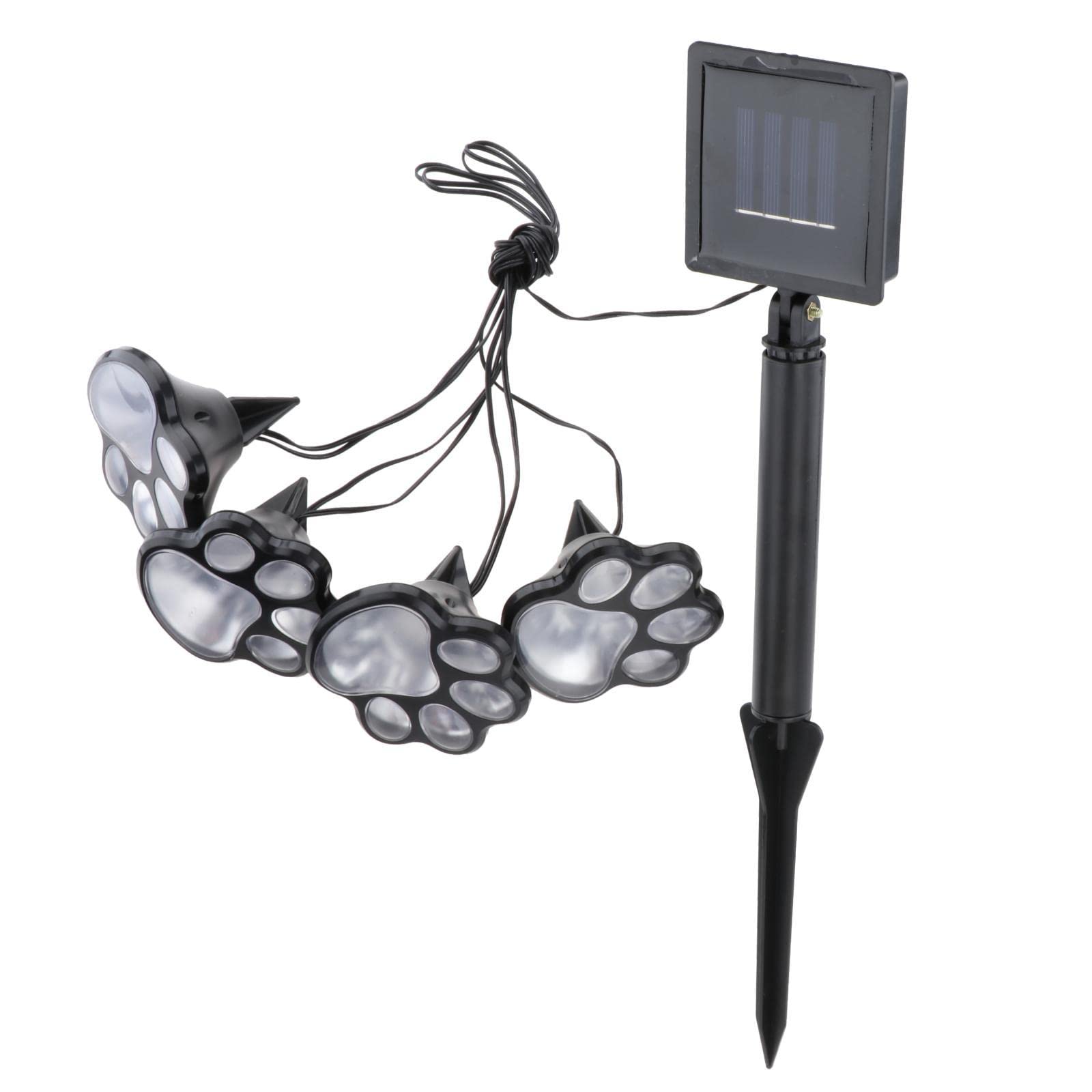 Solar Powered Cat Paw Print LED Pathway Lights - Outdoor Garden Walkway Lighting for Courtyard, Yard & Lawn Decor (White) | Perfect for Patio, Driveway & Landscape Illumination