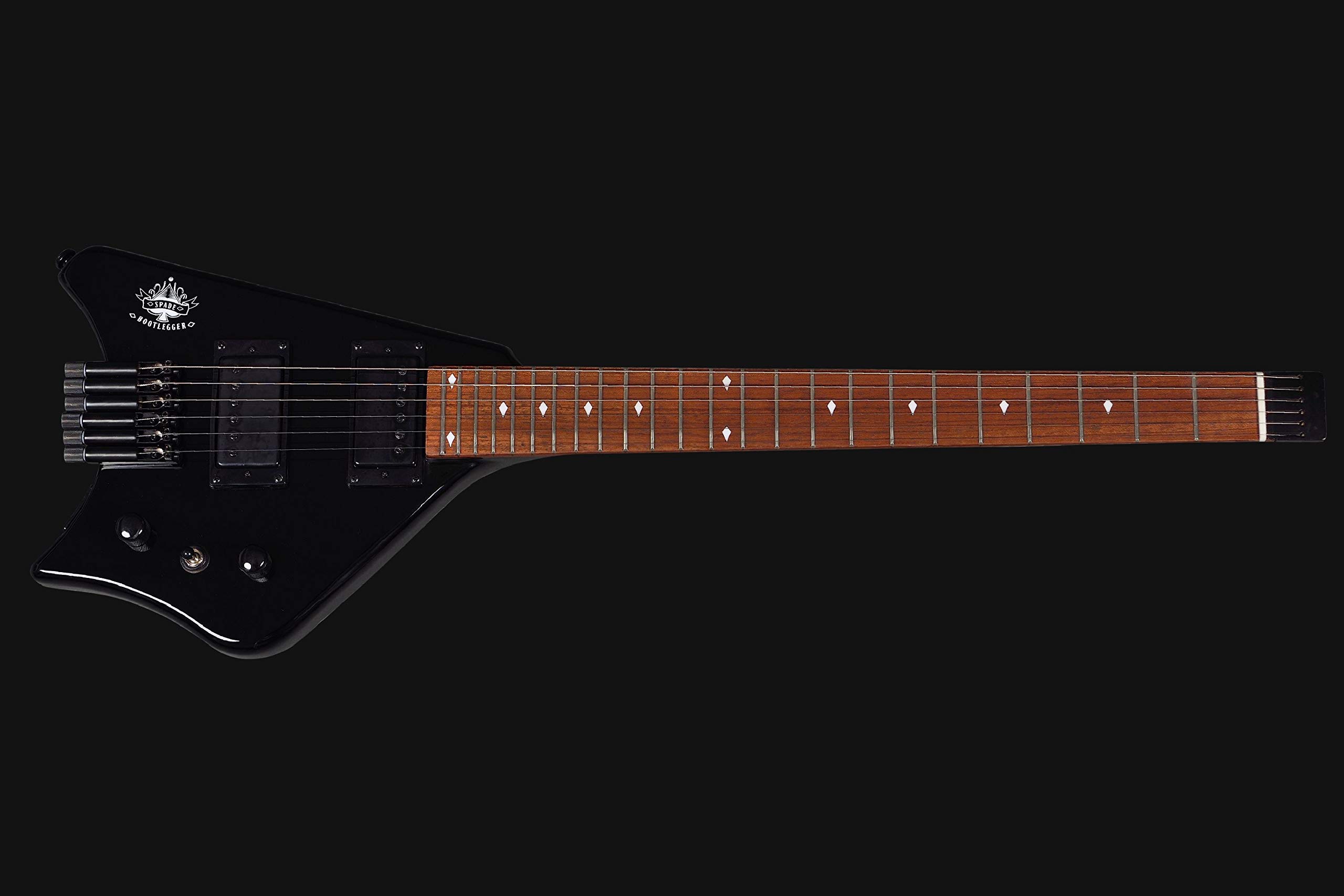 Bootlegger Guitar Spade Headless Electric Travel Guitar - Pro Series Full Scale with Stiletto Hard Case | Portable Electric Guitar for Recording, Gigs & Travel | Perfect for Musicians, Buskers & Small Spaces