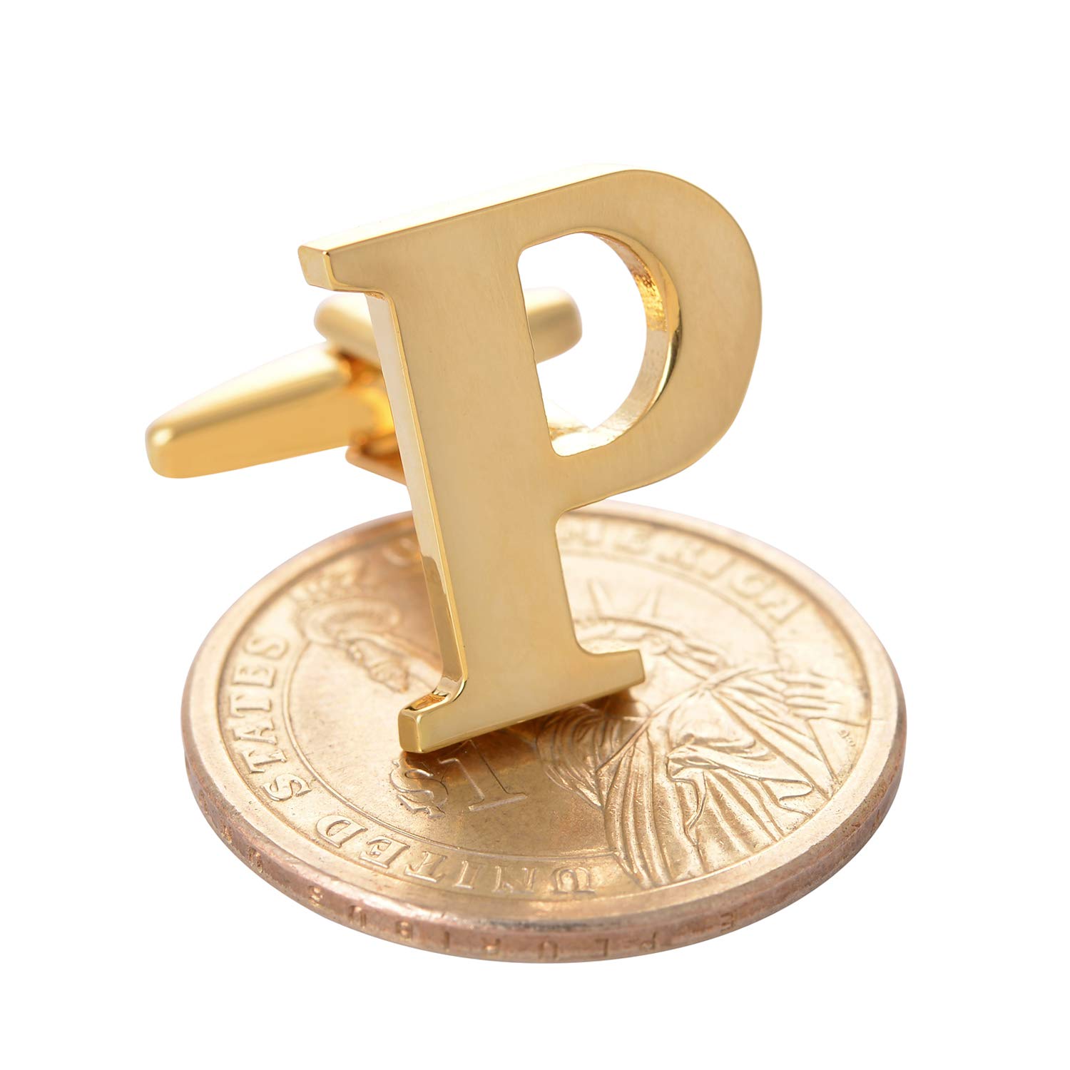 Stylish Men's Gold Plated Alphabet Cufflinks Set - Perfect for Weddings, Business & Formal Events - Elegant Gift Box Included