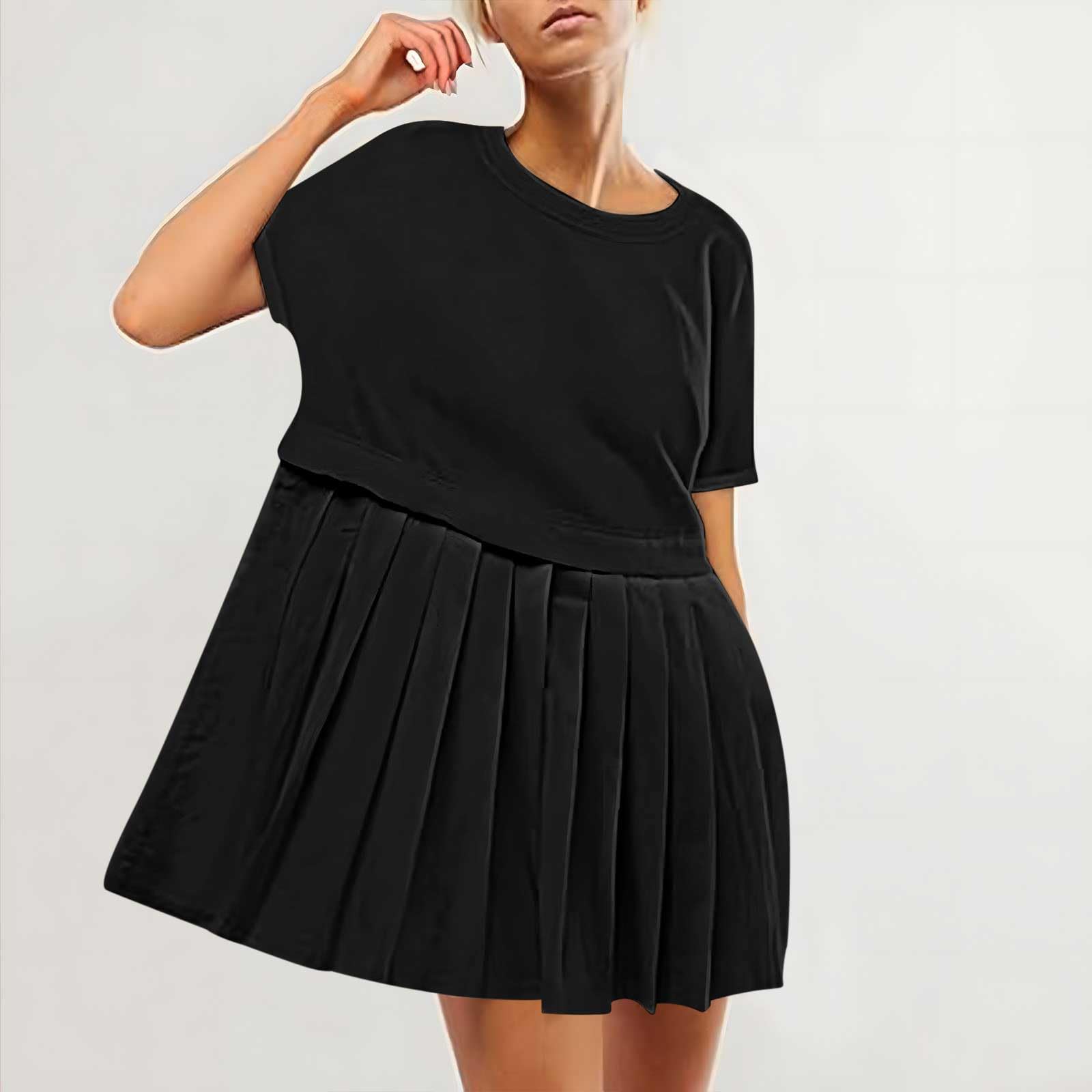 Women's Oversized Sweatshirt Dress - Summer Ruffle A-Line Babydoll Mini Dress for Casual, Athletic & Tennis Wear | Lounge, Gym, Street Fashion & Date Night Outfits
