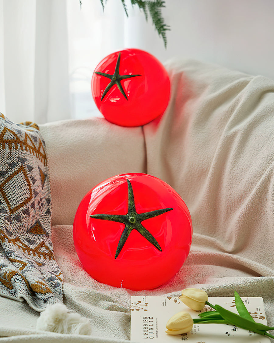 Stylish Tomato Resin Table Lamp - Modern Home Decor for Bedroom, Living Room & Office - Warm Ambient Lighting for Relaxation & Reading