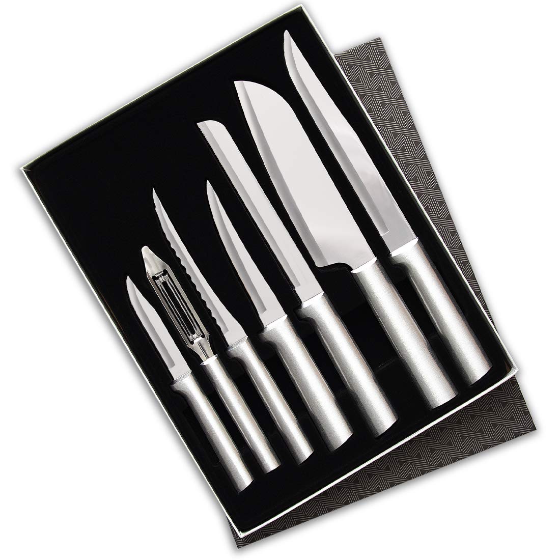 Rada Cutlery 7-Piece Starter Knife Set with Silver Handles - Perfect Kitchen Gift for Home Chefs, Cooking Enthusiasts & Wedding Registries
