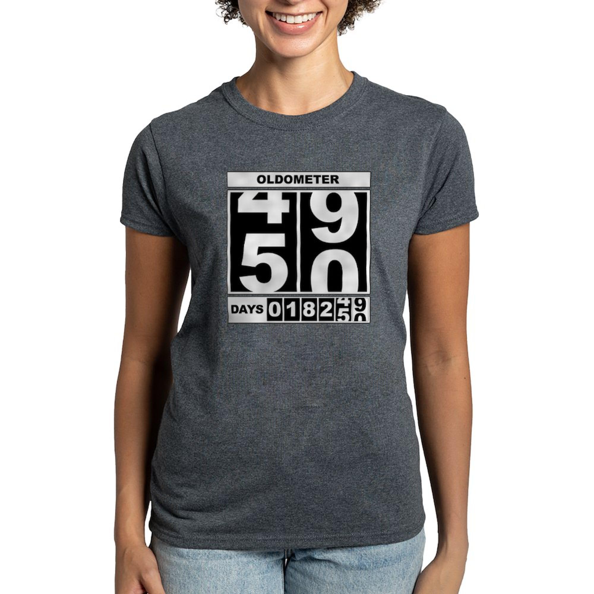 50th Birthday Oldometer Women's Dark Cotton T-Shirt - Funny Gift for Mom, Aunt, Sister - Perfect for Parties & Celebrations