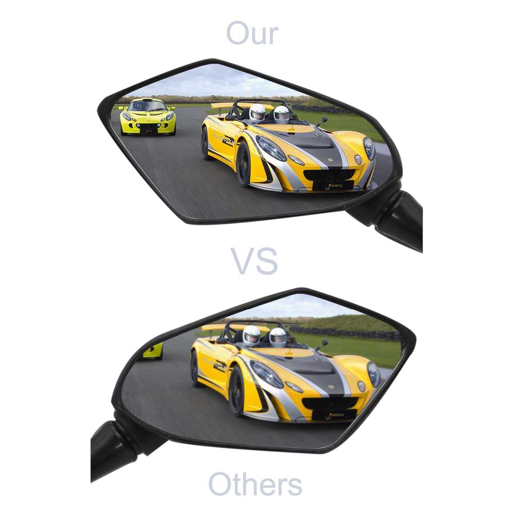 Universal Motorcycle Rear View Mirrors - M8 M10 Threaded Bolt Double Take Mirror Mount - Compatible with Honda, Polaris, ATV, Dirt Bike, Cruiser & Scooter - Enhance Safety for Street Riding, Off-Road Adventures & Daily Commutes