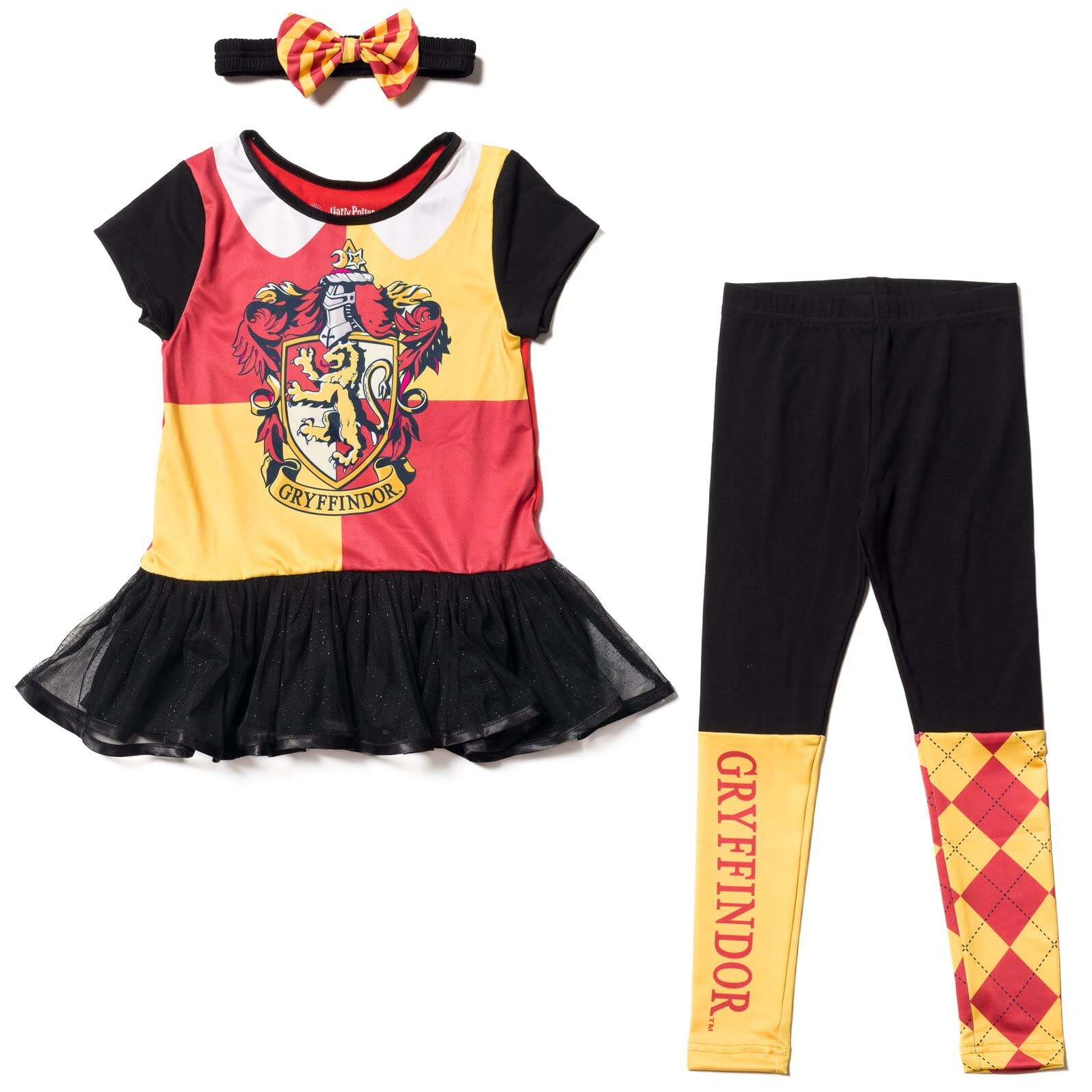 Harry Potter Gryffindor & Ravenclaw Kids Cosplay Costume Set - T-Shirt Dress, Leggings & Headband (Toddler to Big Kid) | Halloween Dress Up, Book Week & Themed Birthday Parties