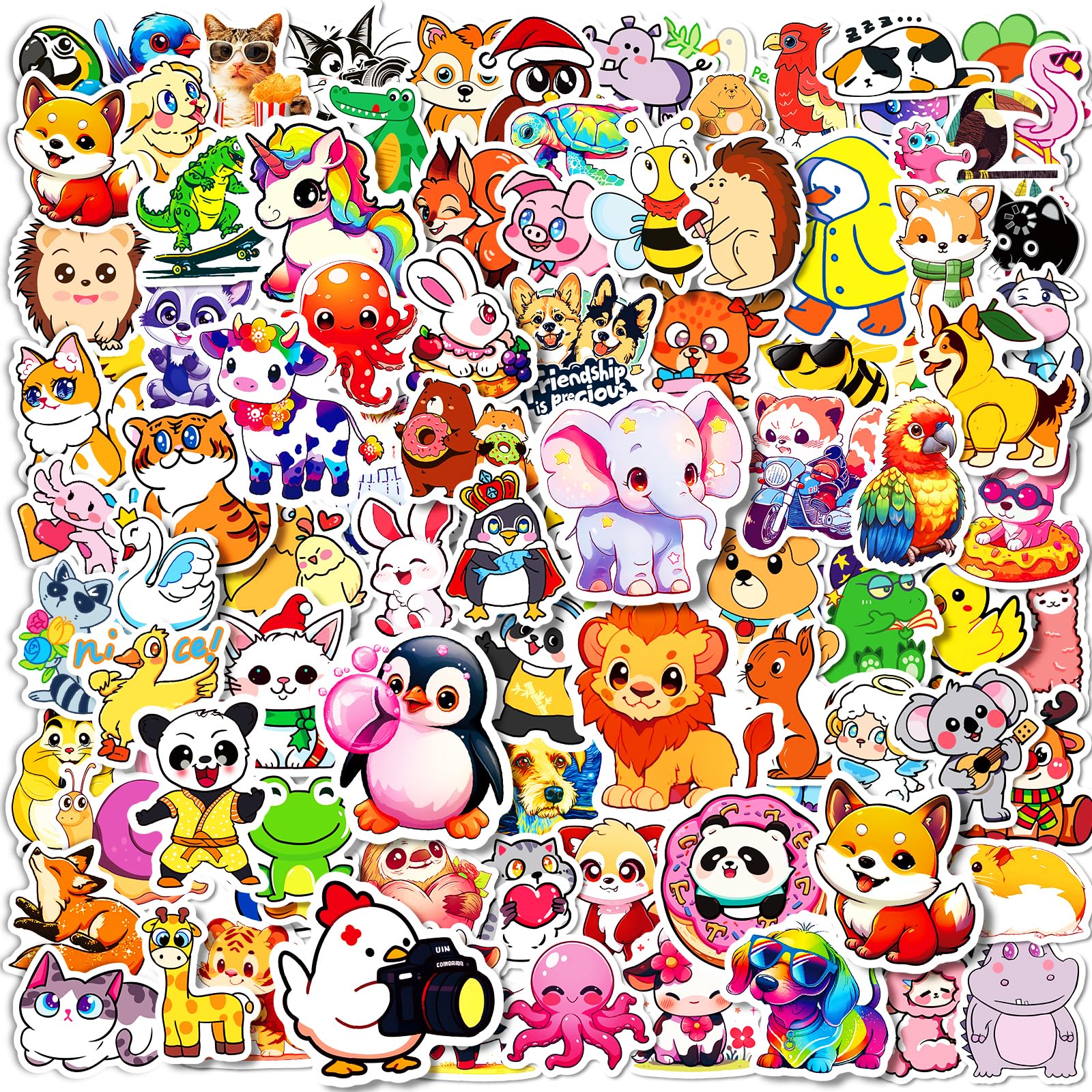 100Pcs Cute Animal Stickers for Kids - Waterproof Vinyl Decals for Water Bottles, Laptops, Phones, Cars & More - Fun Classroom Rewards & Elementary School Prizes - Perfect for DIY Crafts, Scrapbooking & Personalizing Belongings