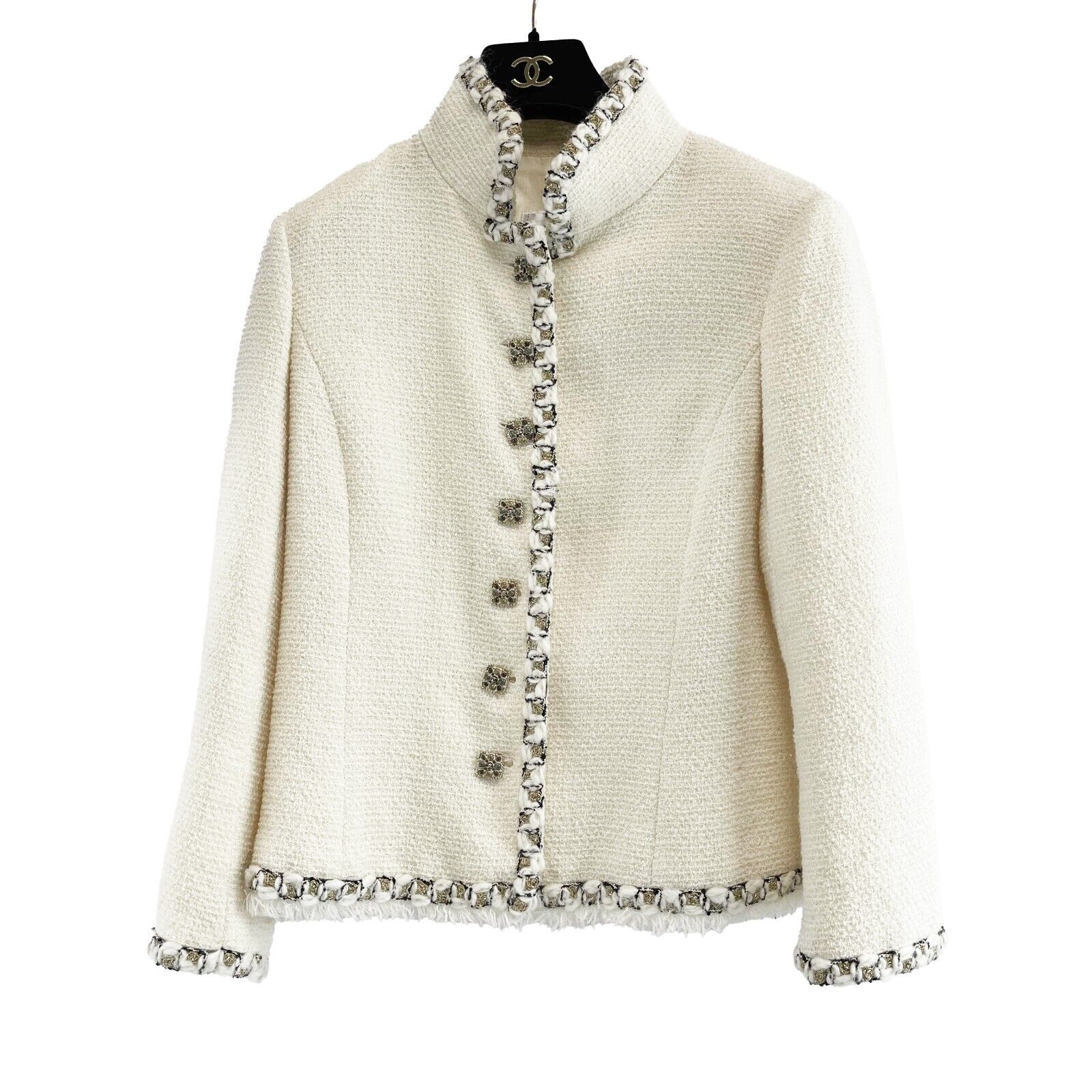 Chanel 11a Blazer with CC Gripoix Buttons in Ivory White - Size 42 US 10 | Luxury Women's Jacket for Business Meetings, Office Wear & Special Occasions