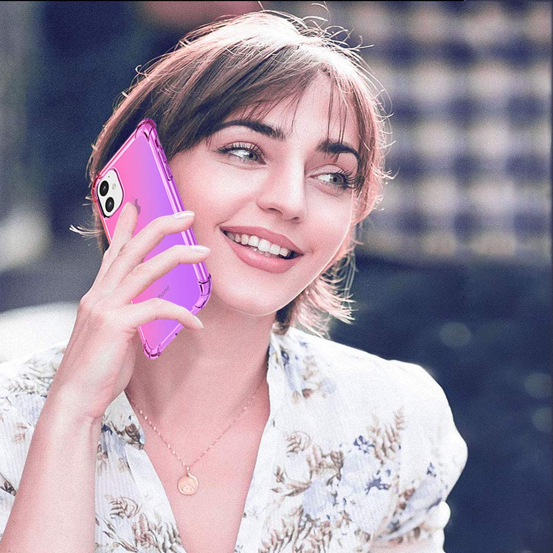 Gradient Slim Clear TPU Shockproof Case for iPhone 11 - Cute Pink Purple Anti-Scratch Soft Cover | Perfect for Everyday Protection & Style