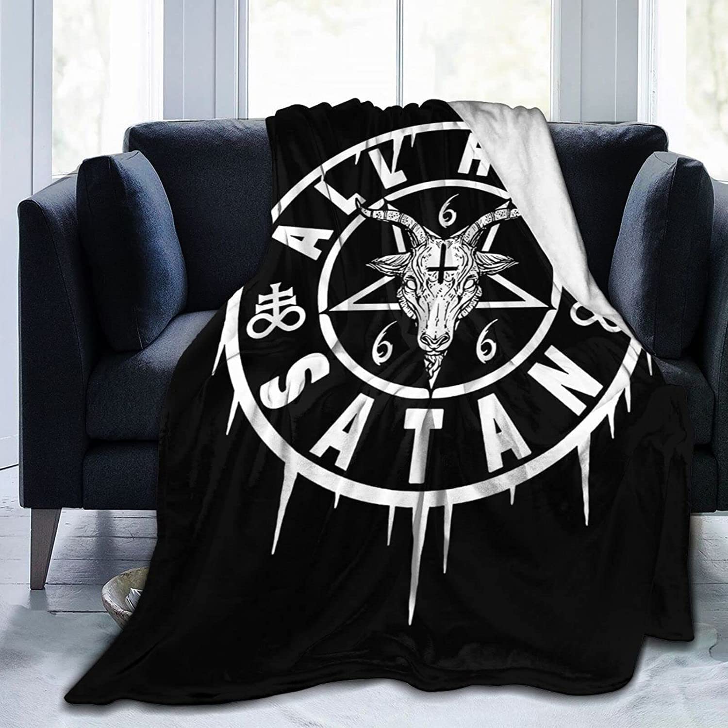 Baphomet Satanic Occult Blanket - Soft Flannel Fleece Throw for Christmas, Women, Men & Kids - 60