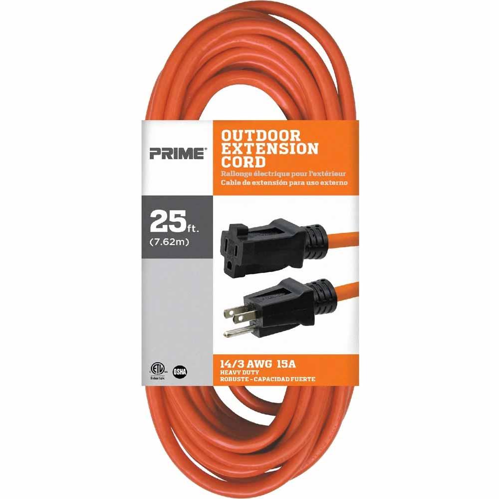 25 ft. Heavy Duty Outdoor Extension Cord - 14/3 Gauge SJTW Weatherproof Power Cable - Orange - Perfect for Yard Work, Construction Sites & Holiday Lighting