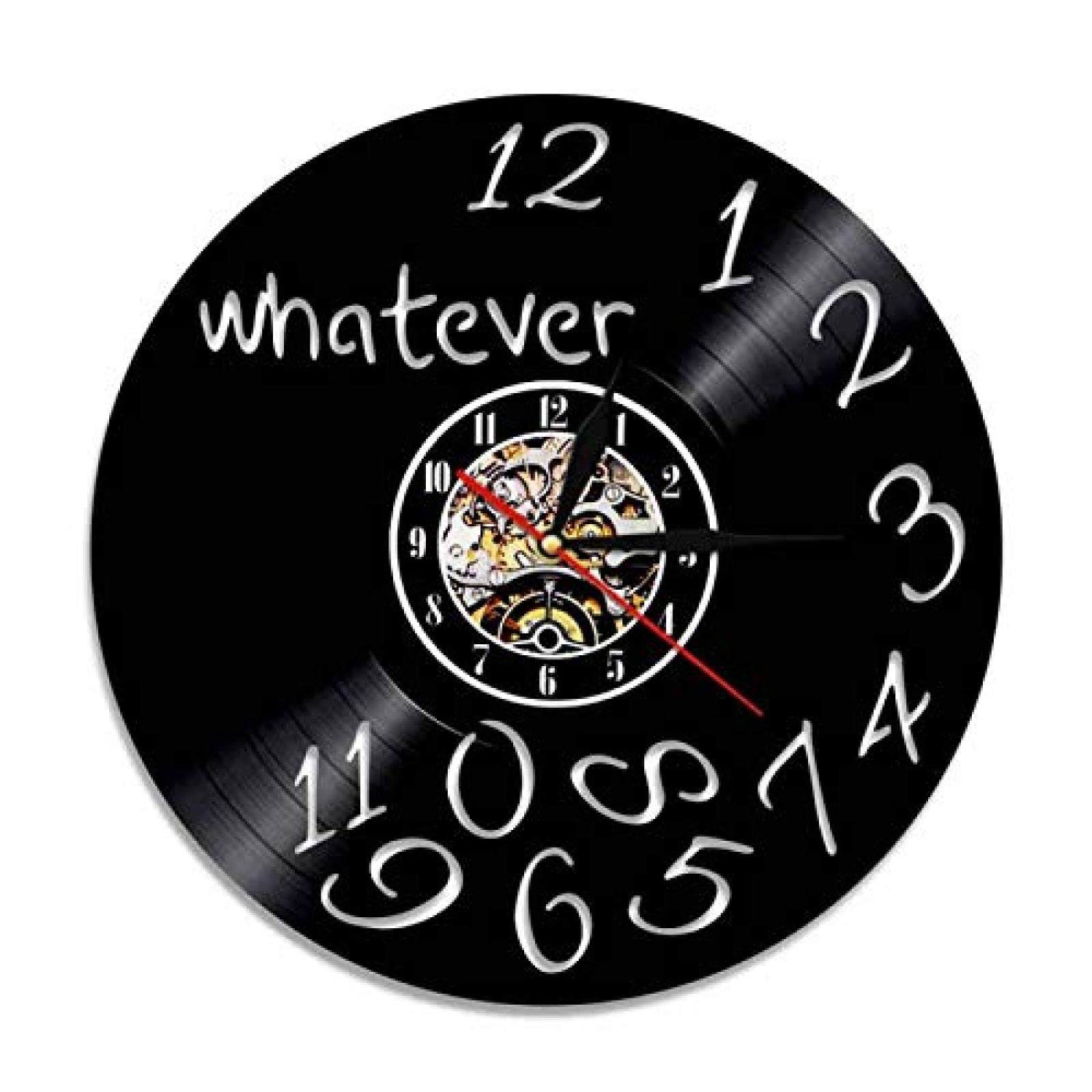 Vintage Vinyl Record Wall Clock - 12 Inch Silent Quartz Clock with Unique 'Whatever, I'm Late Anyway' Design - Perfect for Home, Office, and Retro Music Lover Decor