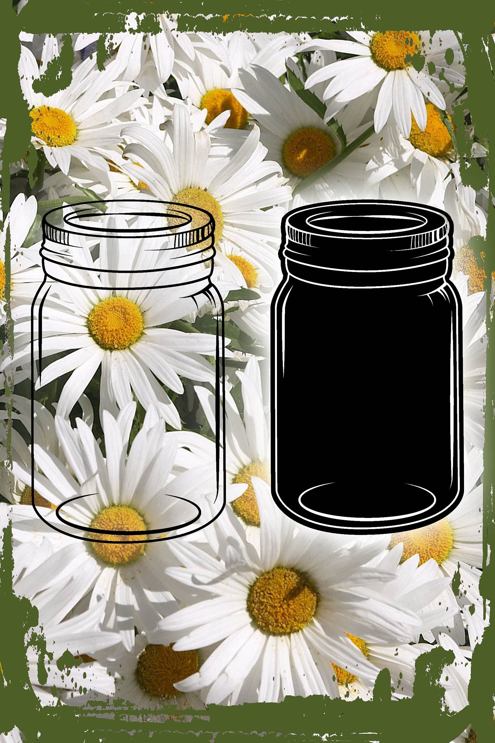 Black & White Daisy Flower Wall Art - 8x12 Inch Mason Jar Prints for Farmhouse Kitchen Decor, Vintage Dining Room & Coffee Shop Sign | Funny Gift for Cooking & Crafting Enthusiasts | Cottage Style Home Decor | Perfect for Wall Decor, Housewarming & Wedding Gifts | Ideal for Farmhouse, Coffee Shop & Wedding Venue Decoration