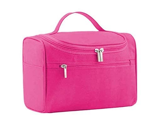 Waterproof Hanging Toiletry Bag for Travel - Polyester Cosmetic & Makeup Organizer for Men & Women | Gym, Shower, Shaving Essentials Case | Perfect for Camping, Business Trips & Vacation (Pink)