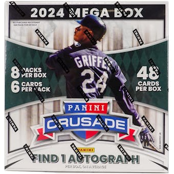 2024 Panini Crusade Baseball Mega Box - 24 Packs, 8 Cards Each | Collectible Trading Cards for Baseball Fans | Perfect for Trading, Collecting & Gifting