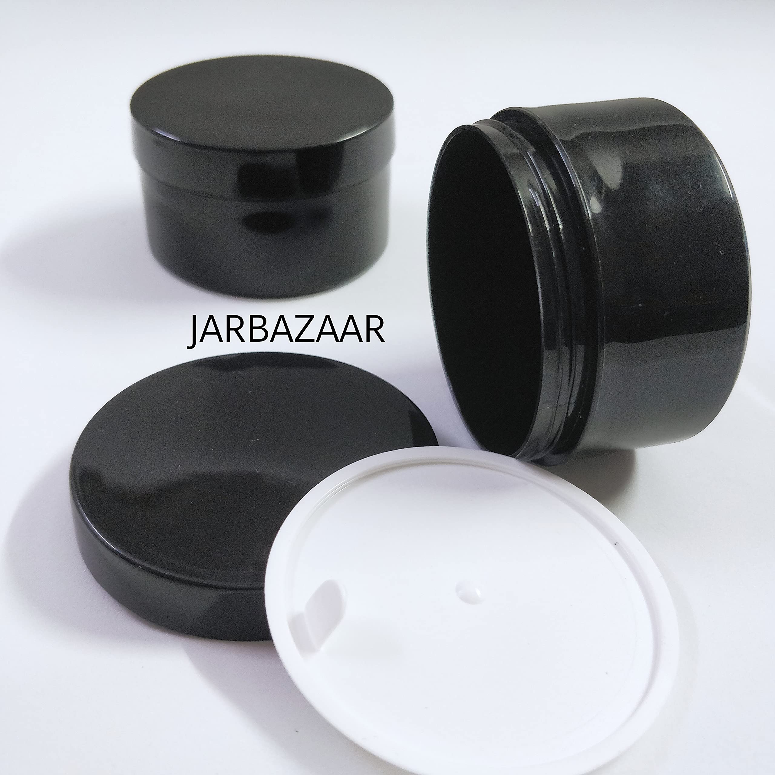 JARBAZAAR 8-Piece Plastic Cosmetic Containers Set (50g Each) - Empty Travel-Friendly Jars with Inner Lids for DIY Creams, Body Butter & Lotions | Perfect for Home Spa, Skincare Storage & Travel Essentials