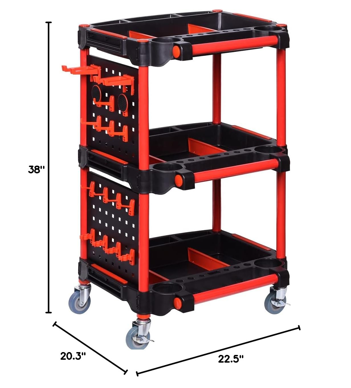 Auto Detailing Tool Cart with Pegboard - Professional Car Detailing Organizer for Garage, DIY & Home Studio | Tool Storage & Organization Solution for Mechanics & Hobbyists | Perfect for Car Wash, Detailing Projects & Workshop Organization