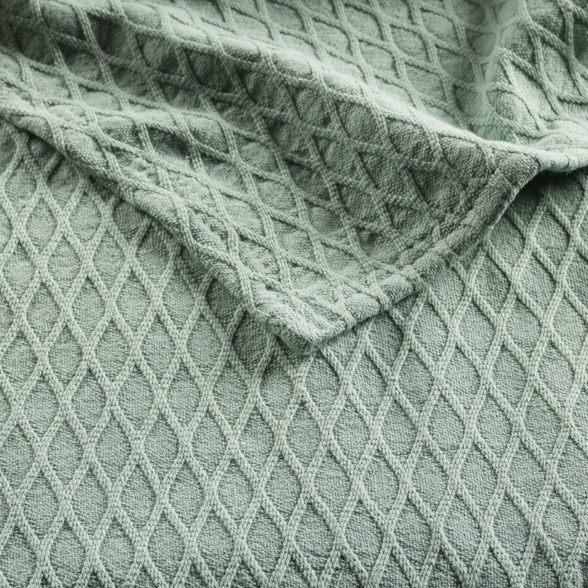 Bianca Gosford Sage Cotton Blanket - Soft & Breathable All-Season Throw Blanket for Bed, Sofa, and Outdoor Use