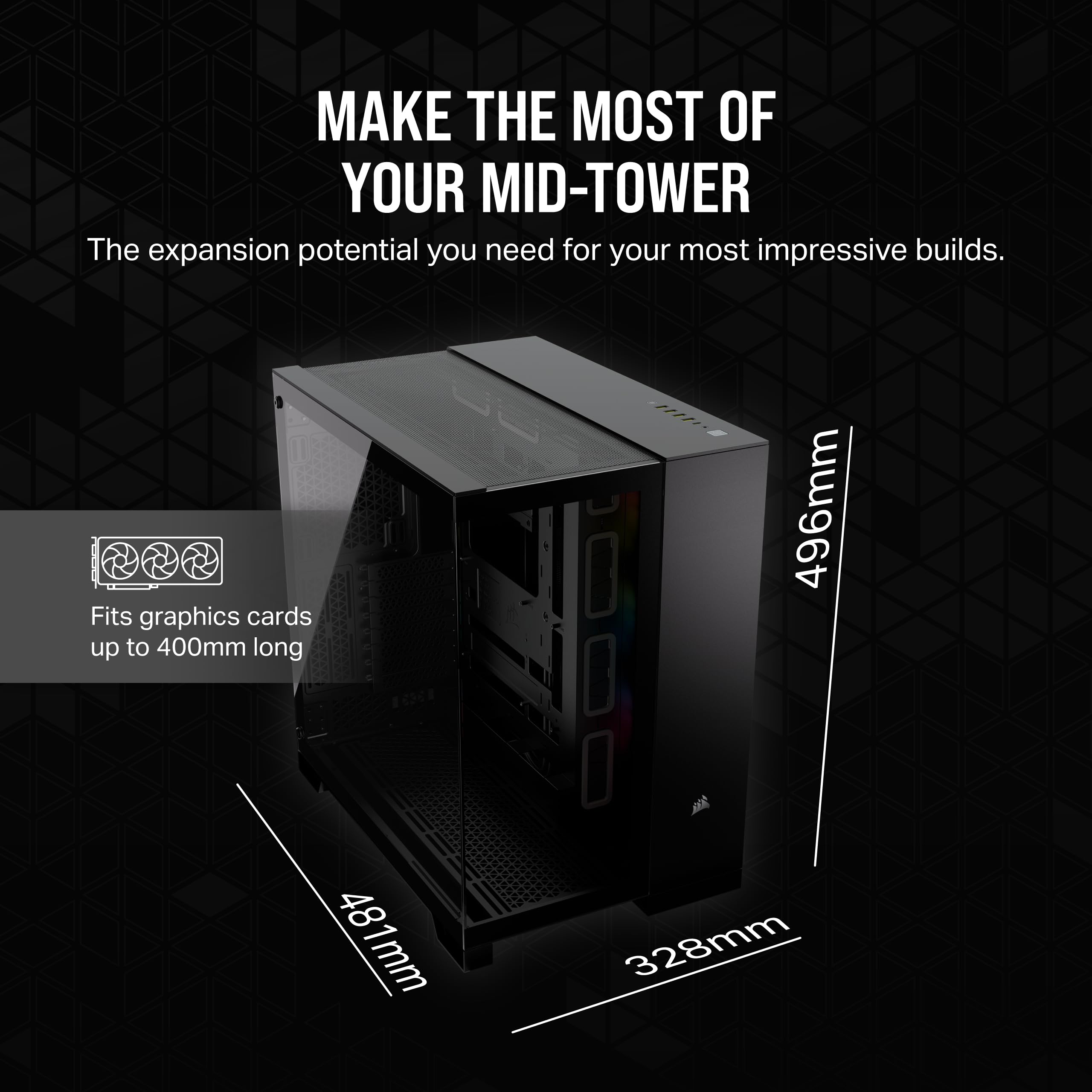 CORSAIR iCUE LINK 6500X RGB Mid-Tower ATX Dual Chamber PC Gaming Case with Panoramic Tempered Glass - Reverse Connection Motherboard Compatible - Includes 3x CORSAIR RX120 RGB Fans - Black - Perfect for High-Performance Gaming Rigs and Custom PC Builds