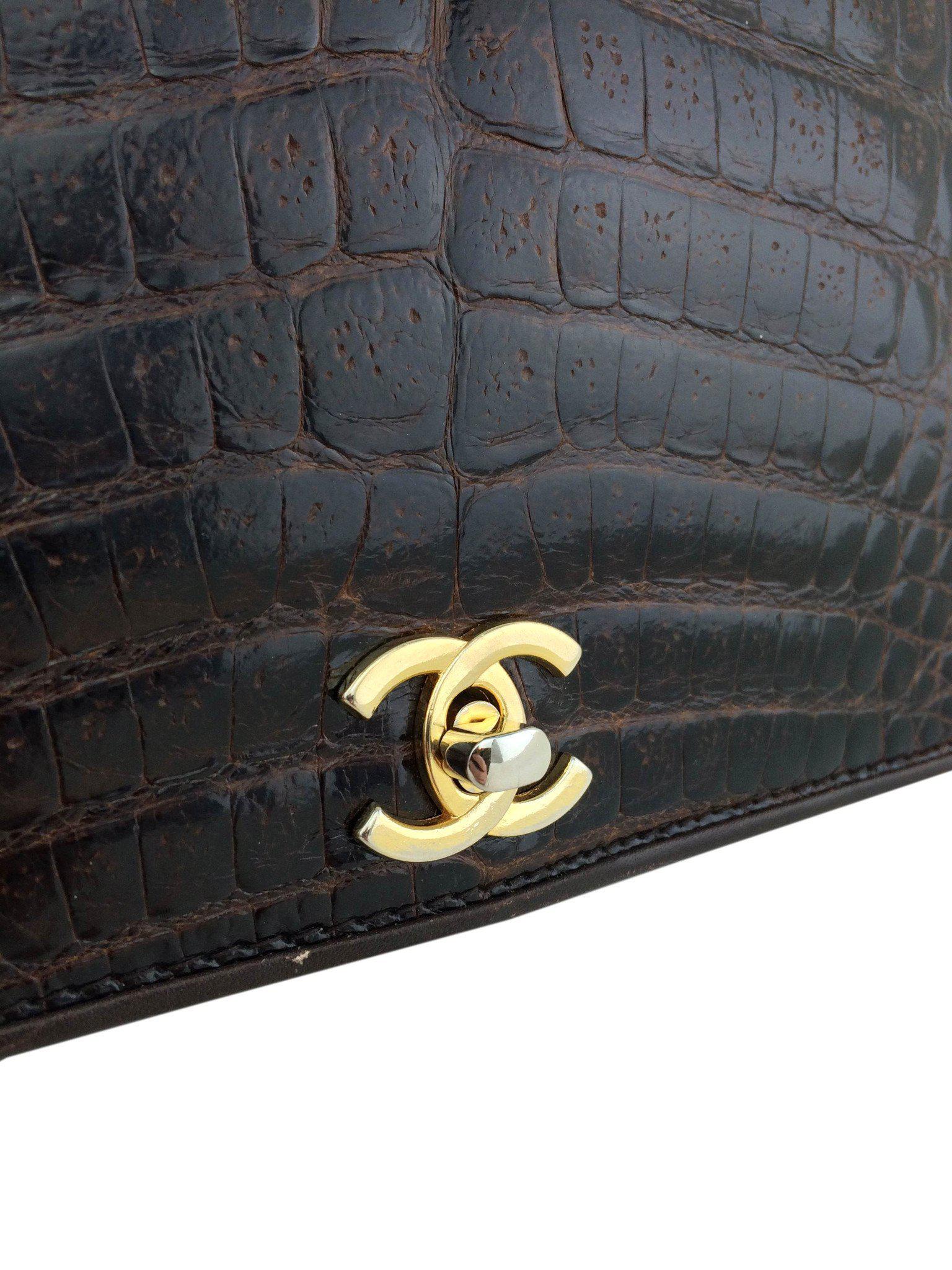Vintage Chanel Crocodile Leather Flap Shoulder Bag - Luxury Designer Handbag for Women, Perfect for Evening Parties & Special Occasions