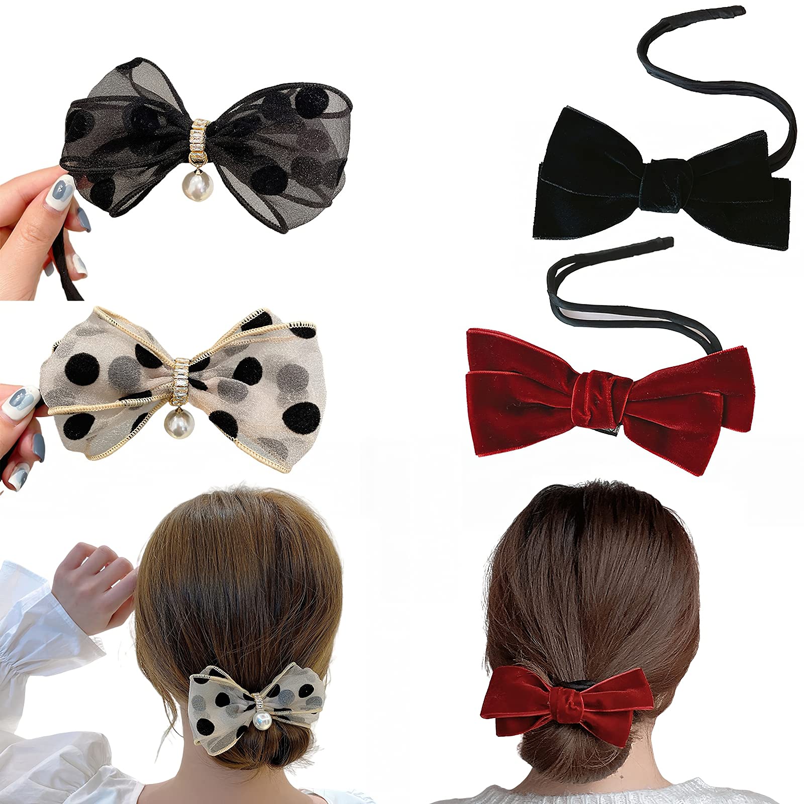Deft Bun Hair Donut Maker - Flexible & Reusable Magic Hair Styling Tool for Women & Girls (4 Pcs) | Fast & Easy French Twist, Bow Bun Accessories | Perfect for Summer, Korean Fashion & Everyday Hairstyles