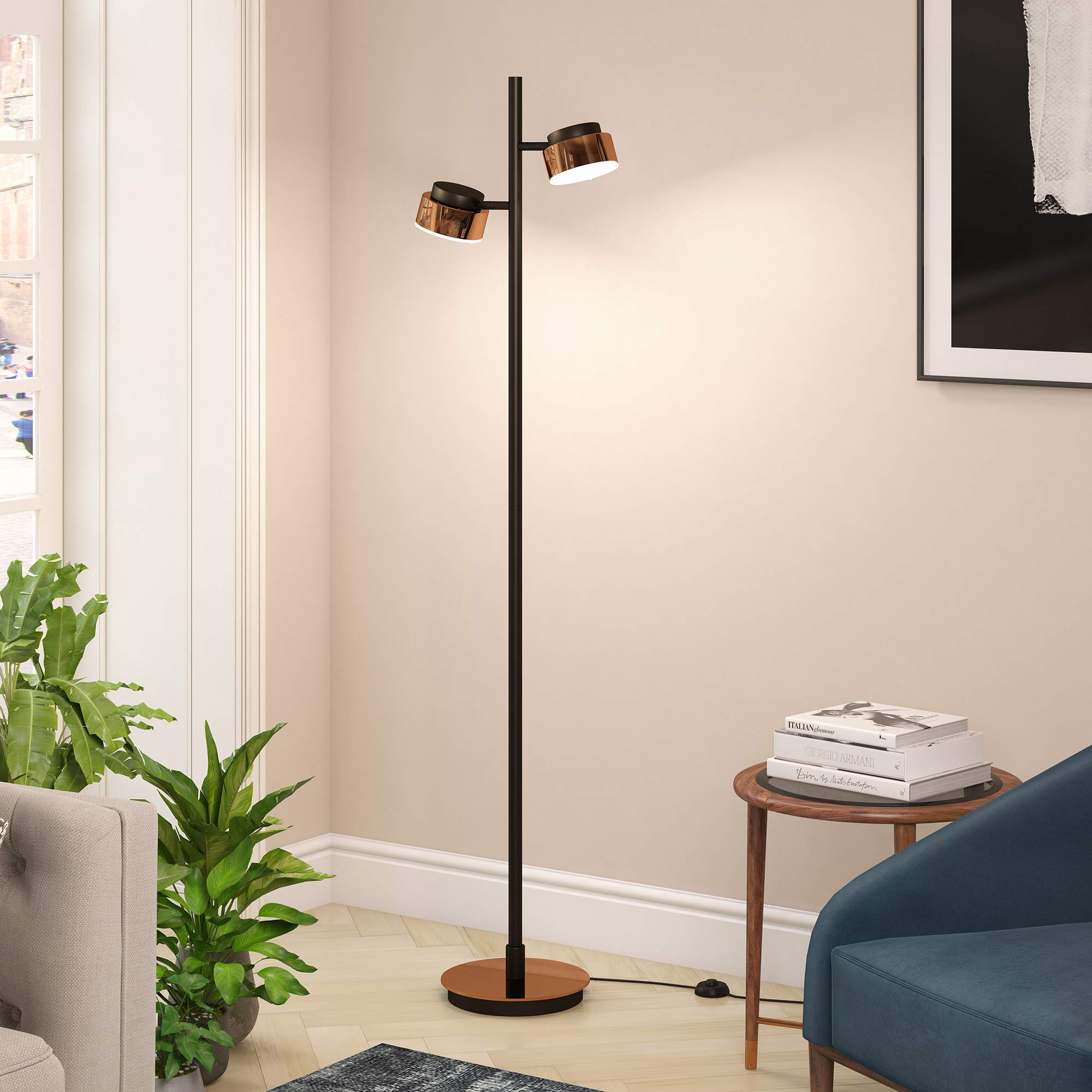 Henn&Hart Jex 2-Light Modern Floor Lamp - 68