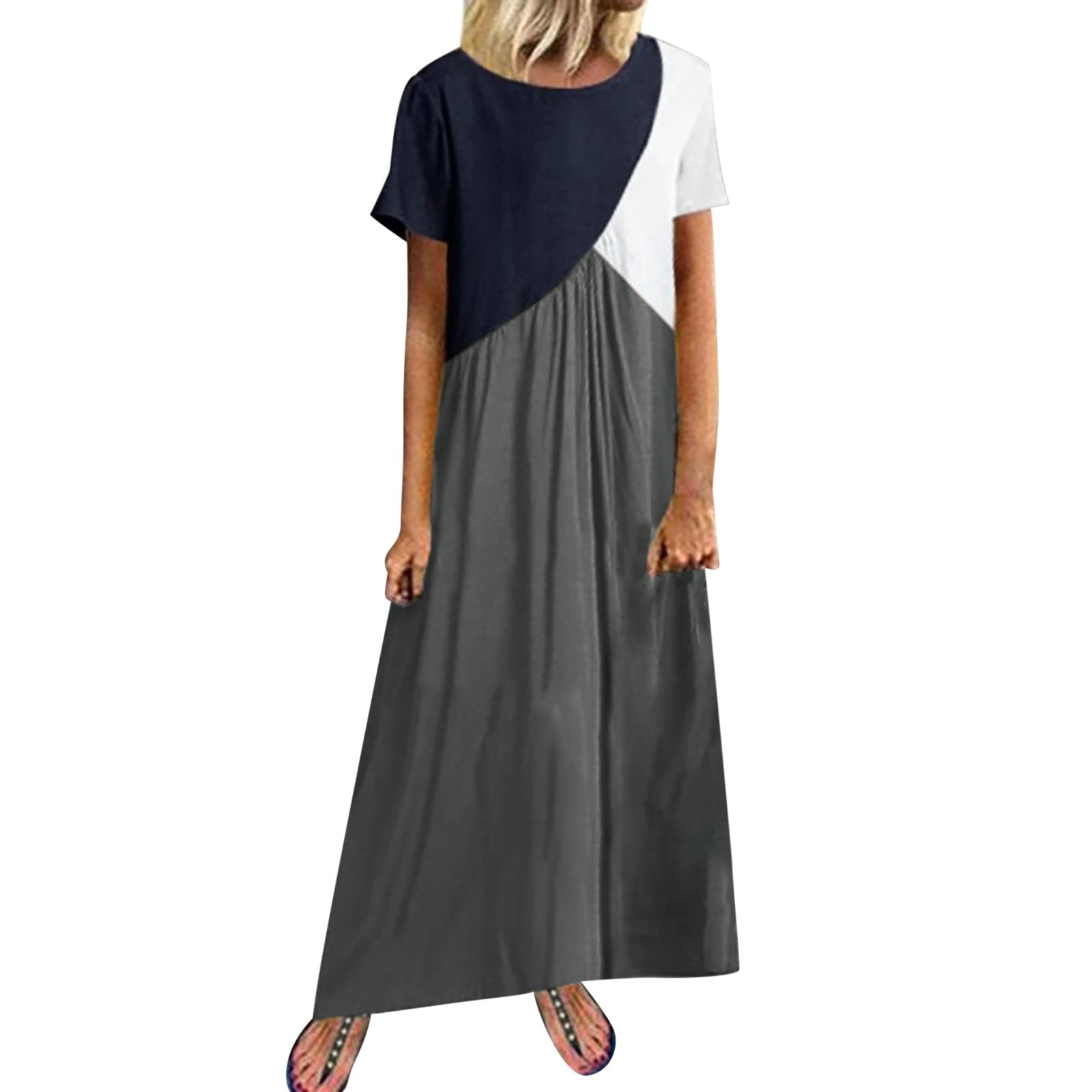 Floral Plus Size Summer Dress for Women - Casual Short Sleeve Round Neck Loose Long Maxi Dress | Beach Vacation, Garden Party, Wedding Guest Outfit