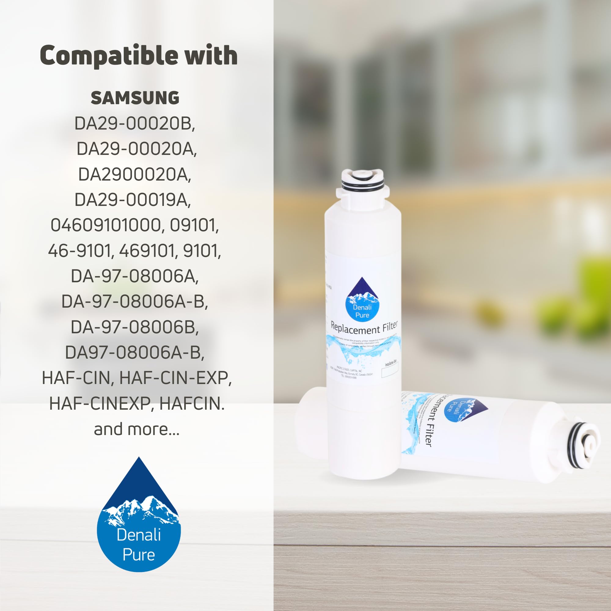 4-Pack Samsung HAF-CIN Refrigerator Water Filter Replacement - Compatible with Samsung HAF-CIN Fridge Water Filter Cartridge | Pure Drinking Water for Home & Office Use
