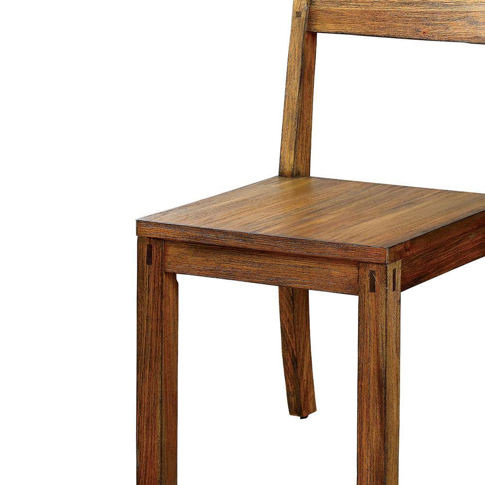 Dark Oak Rustic Style Solid Wood Kitchen Dining Chairs Set of 2 - Panel Back Chairs for Dining Room, Kitchen, Breakfast Nook & Farmhouse Decor