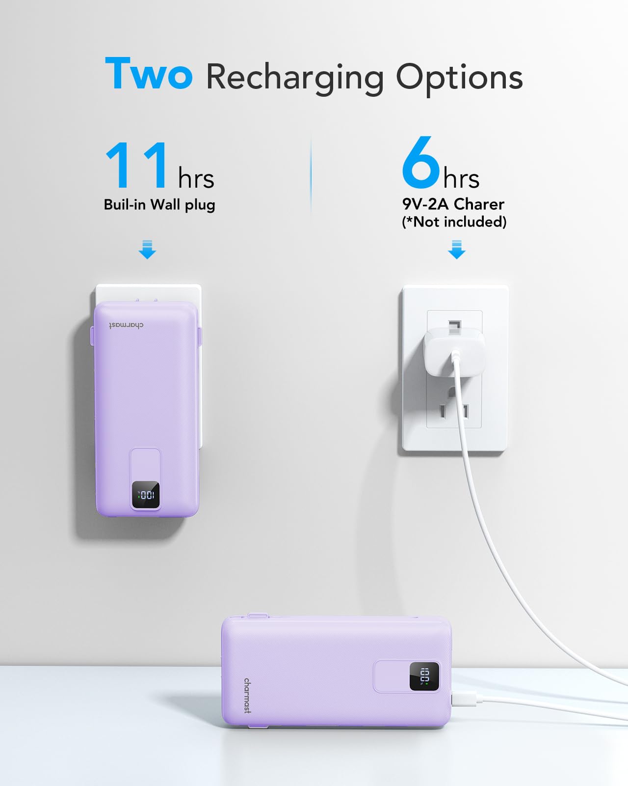 Charmast 20000mAh Portable Charger with Built-in Cables & Wall Plug - 20W Fast Charging Power Bank for iPhone 16/15/14/13, Samsung Galaxy, Google Pixel, iPad - Perfect for Travel, Camping & Emergency Power Backup
