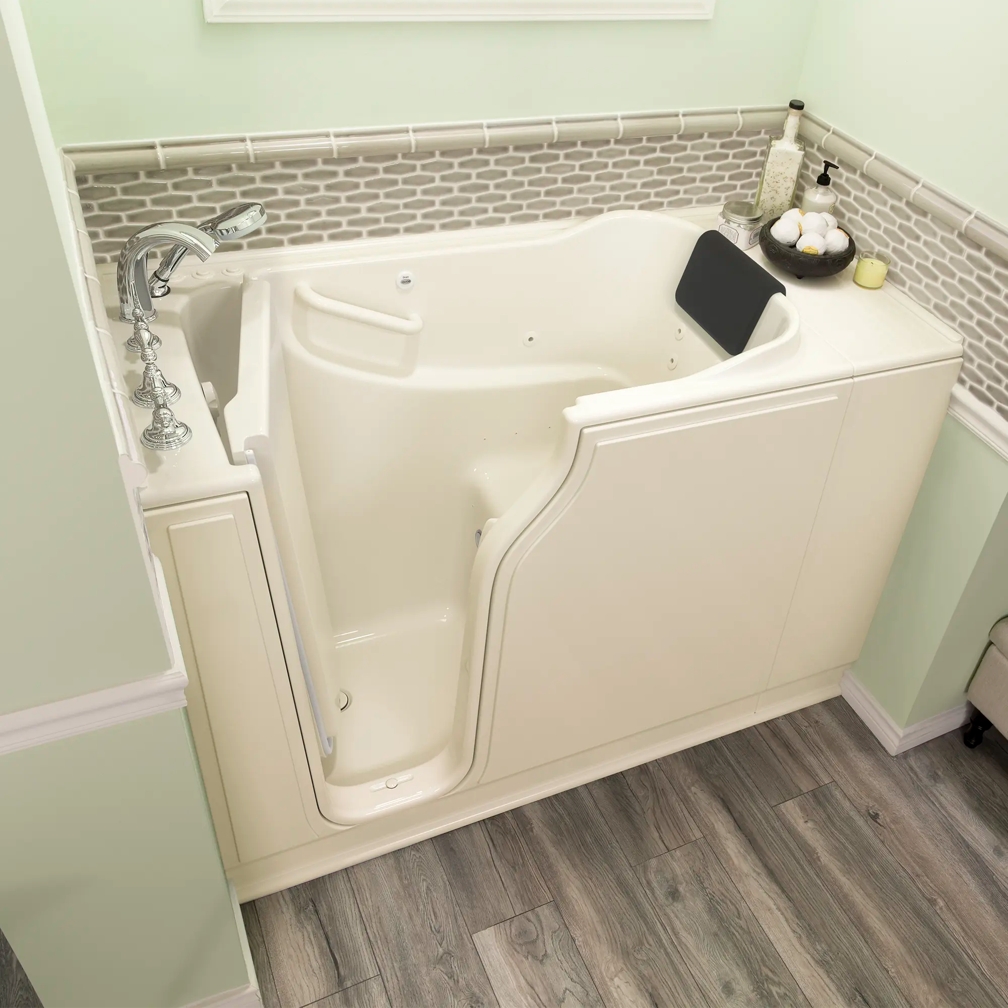 Premium 30 x 52 Inch Gelcoat Walk-in Bathtub with Air Spa & Whirlpool System - Left Hand Drain & Faucet - Ideal for Elderly & Mobility Impaired - Perfect for Relaxation & Hydrotherapy at Home