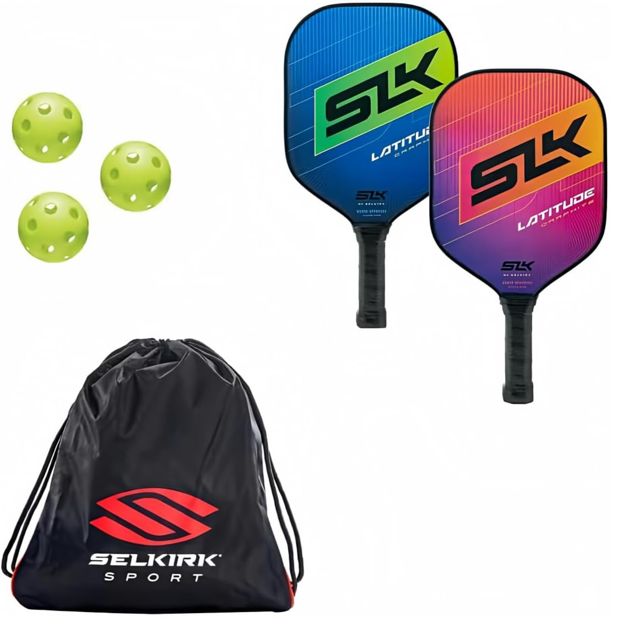 Selkirk SLK Latitude Pickleball Paddle Bundle - Premium Carbon Fiber Paddle Set with Cushion Grip - Perfect for Indoor & Outdoor Play, Tournaments, and Recreational Games