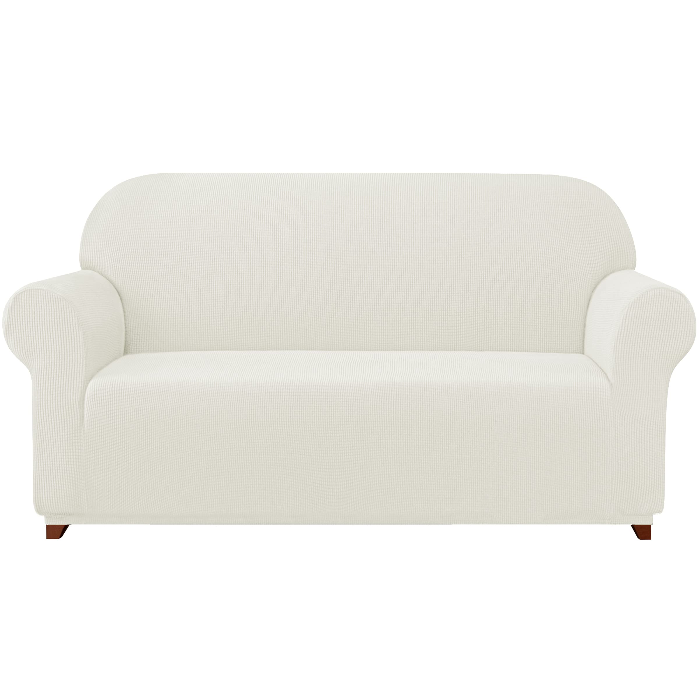 SUBRTEX Stretch Sofa Slipcover - Washable 3-Seater Couch Cover for Living Room (Off-White, Large) | Fits 3-Cushion Sofas | Perfect for Pet Owners & Family Gatherings