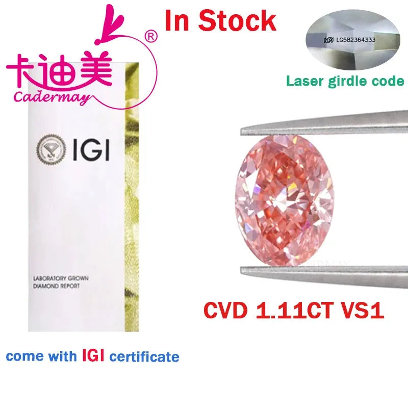 CADERMAY Oval Cut Fancy Pink VS1 Clarity CVD Lab Grown Diamond - Loose Gemstone for Wedding Jewelry Making & Engagement Rings | Perfect for Custom Fine Jewelry Design