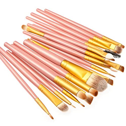 Siah Professional 20-Piece Makeup Brush Set with Holder - Pink & Gold Foundation, Eye, Lip Brushes for Women | Perfect for Travel, Home & Professional Makeup Artists