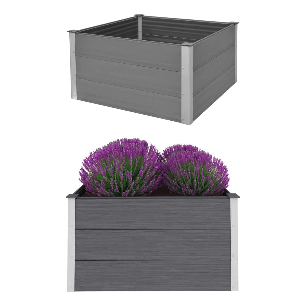 vidaXL WPC Raised Garden Bed - Gray Patio Planter Box for Flowers & Vegetables | Durable Outdoor Planter with Multiple Size Options | Perfect for Backyard, Balcony & Urban Gardening